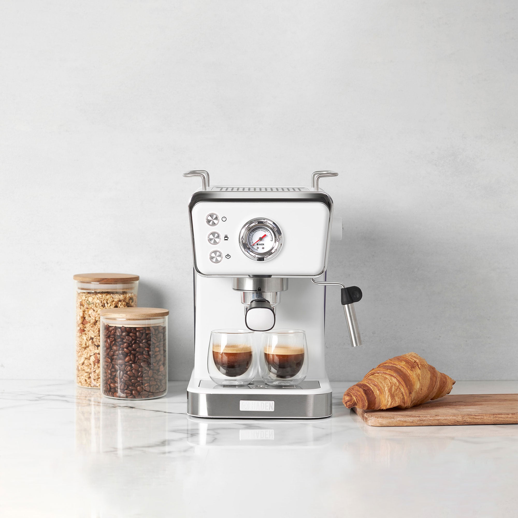 Haden Brew Espresso Coffee Machine 20-Bar Espresso Maker, Ivory & Copper (Used) - VMInnovations