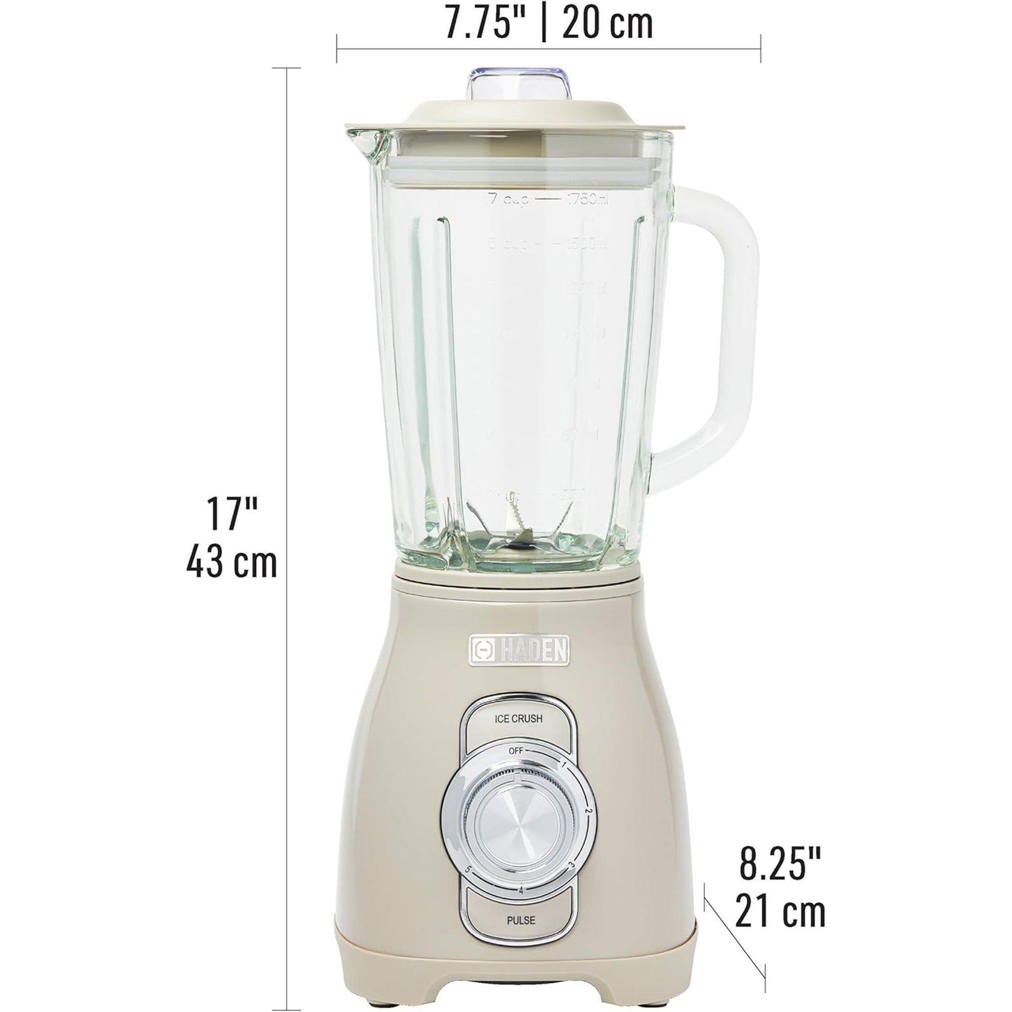 Haden 1.75 Liter Glass Jug 700W Motor Power Blender, Putty/Chrome (Open Box) - VMInnovations