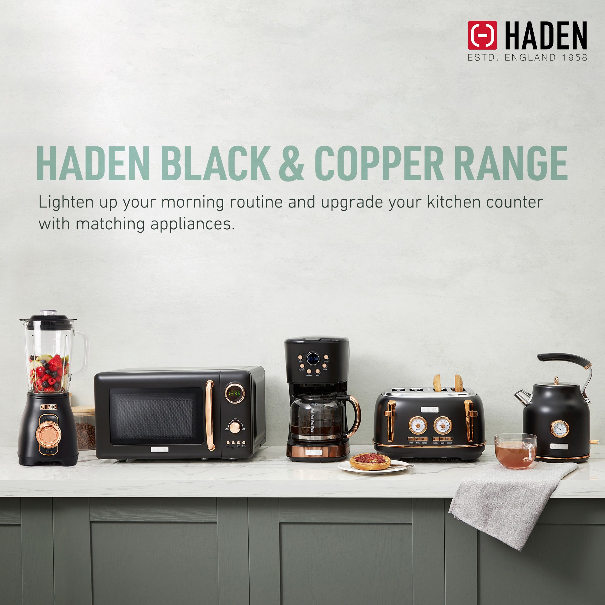 Haden Stainless 1.75 Lt Glass Jug 700W Motor Power Blender, Black/Copper (Used) - VMInnovations
