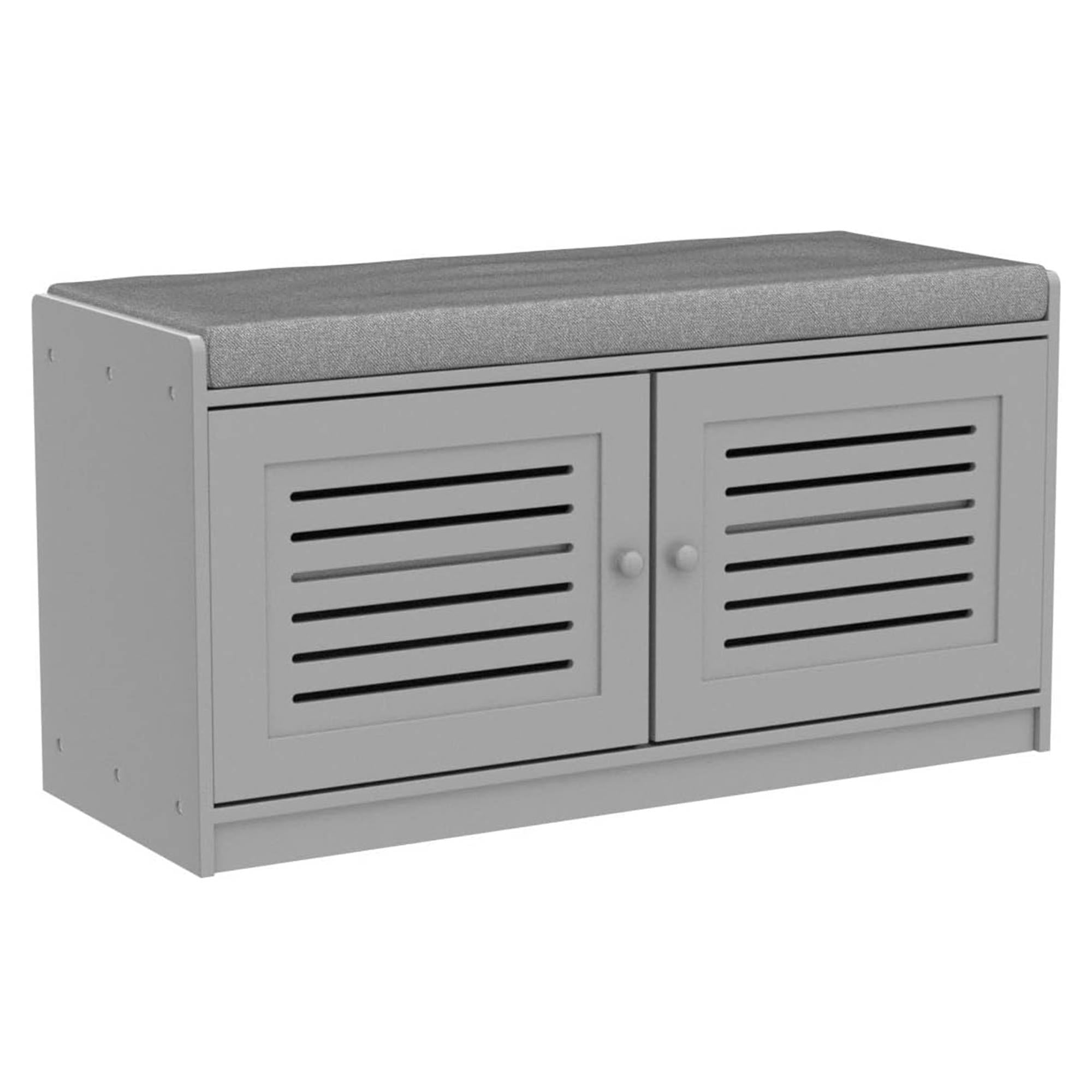 Sturdis Shoe Storage Cushioned Seat Bench with Adjustable Shelves, 2 Pack, Gray - VMInnovations