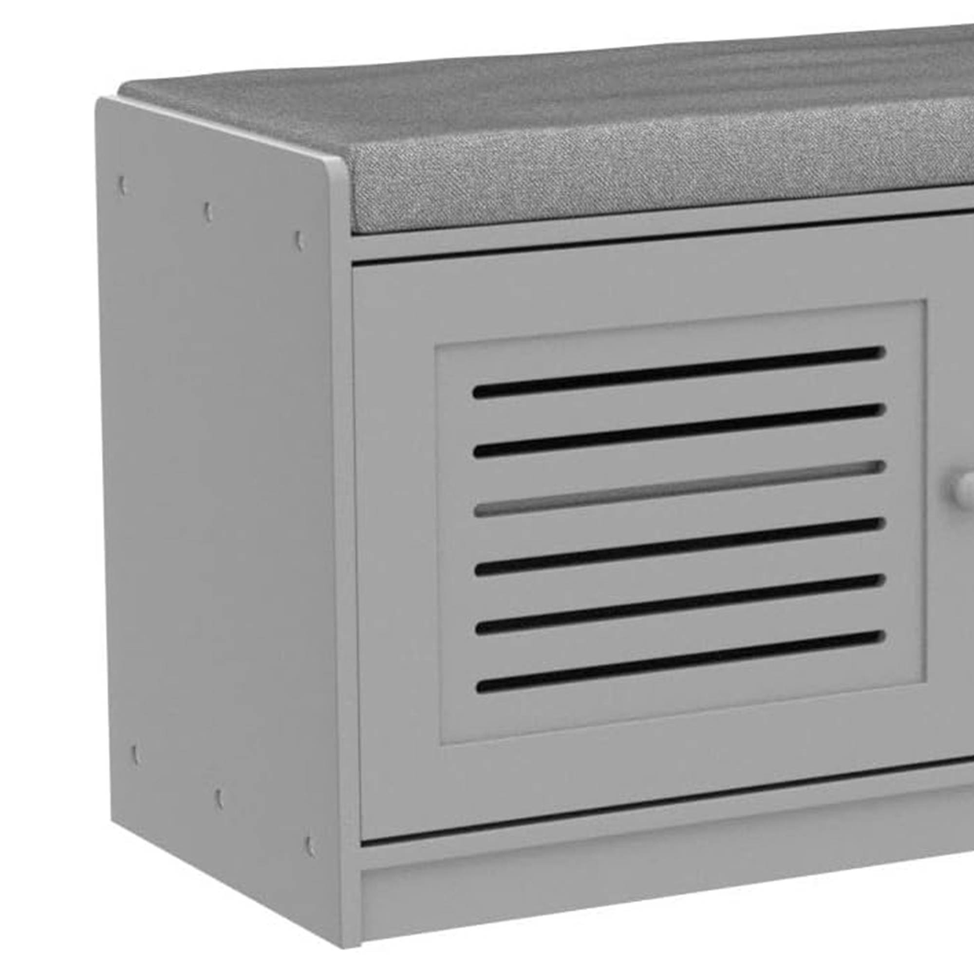 Sturdis Shoe Storage Cushioned Seat Bench with Adjustable Shelves, 2 Pack, Gray - VMInnovations