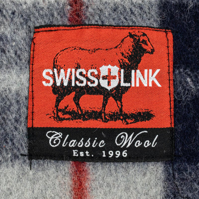 Swiss Link Military Surplus 90 x 62 Inch Classic Wool Plaid Blanket, Blue Gray