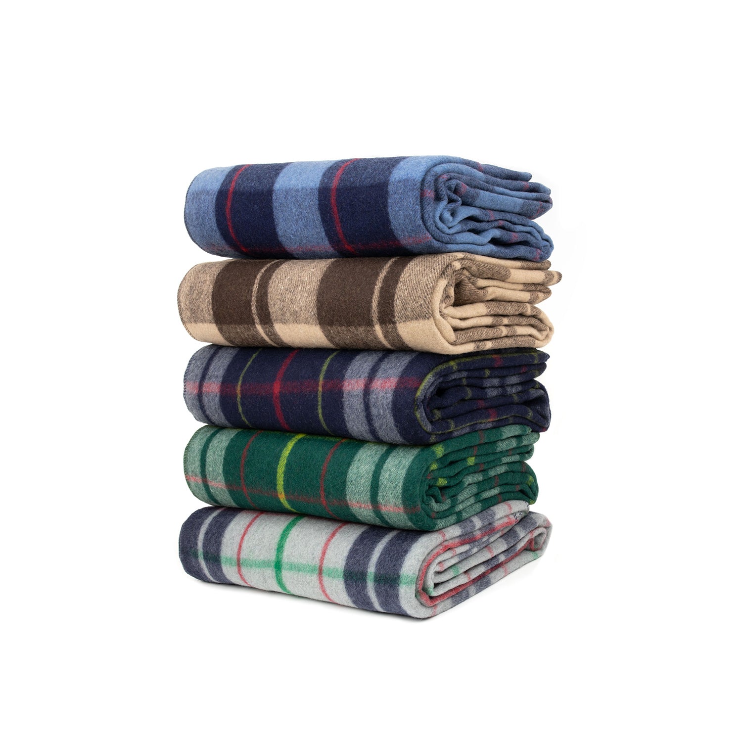 Swiss Link Military Surplus 90 x 62 Inch Classic Wool Plaid Blanket, Blue Gray