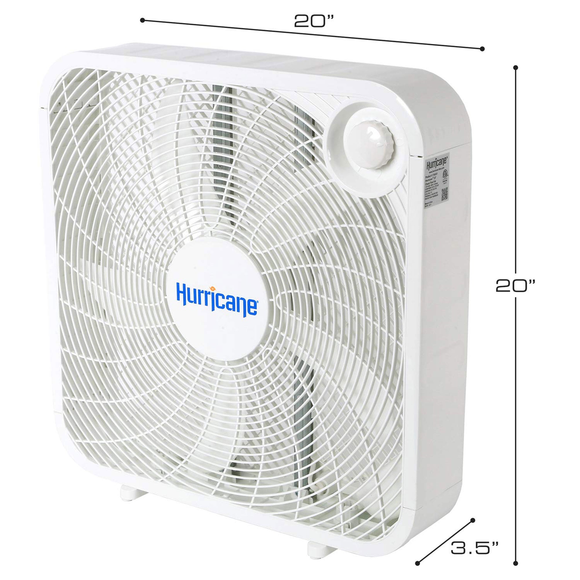 Hurricane 20" Classic Series Floor Box Fan with 3 Speed Settings, 2 Pack, White - VMInnovations