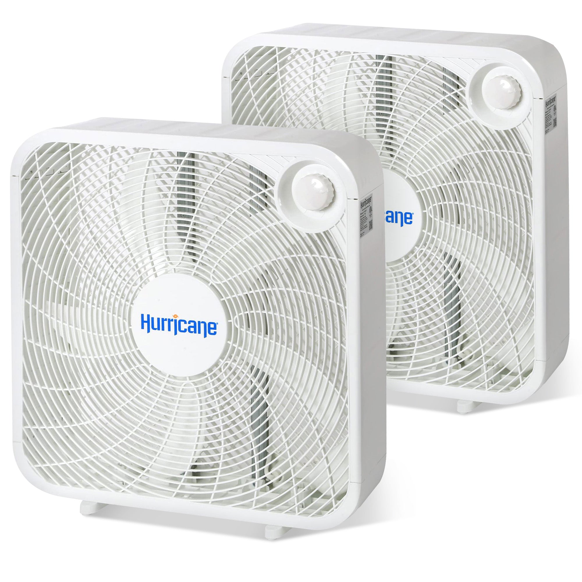 Hurricane 20" Classic Series Floor Box Fan with 3 Speed Settings, 2 Pack, White - VMInnovations
