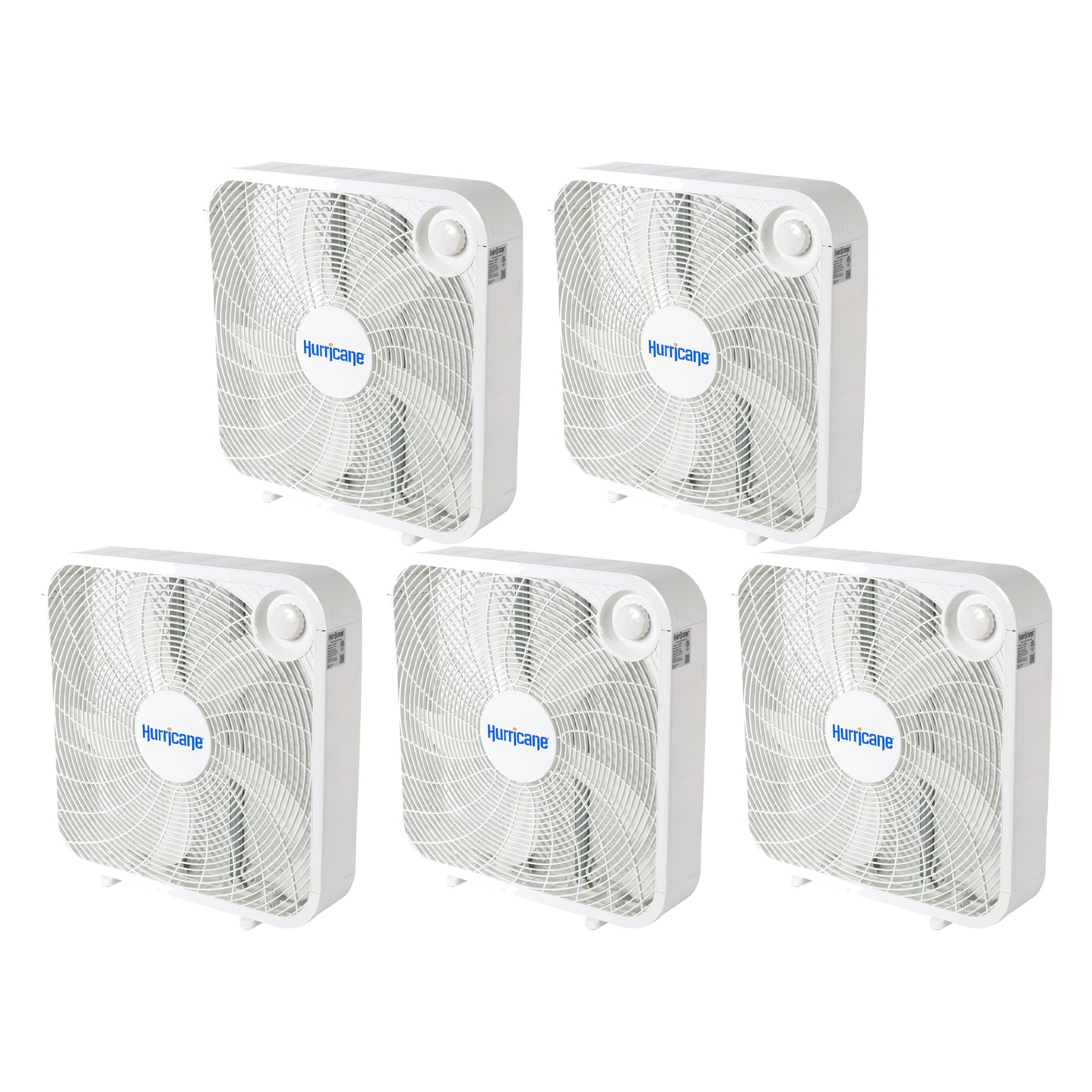 Hurricane 20" Classic Series Floor Box Fan with 3 Speed Settings, 5 Pack, White - VMInnovations