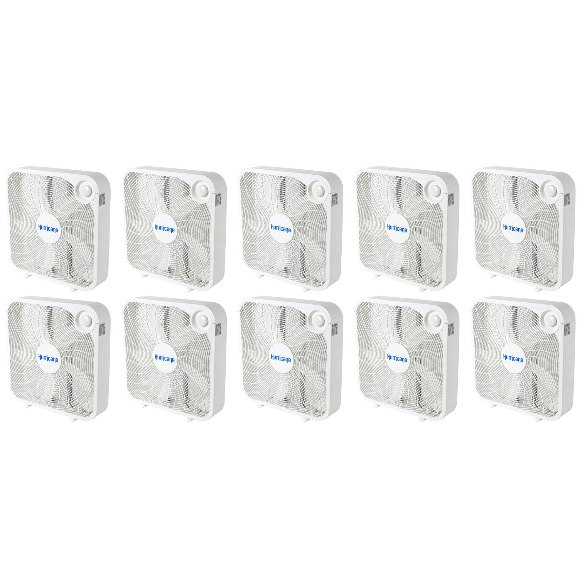 Hurricane 20" Classic Series Floor Box Fan with 3 Speed Settings, 10 Pack, White - VMInnovations