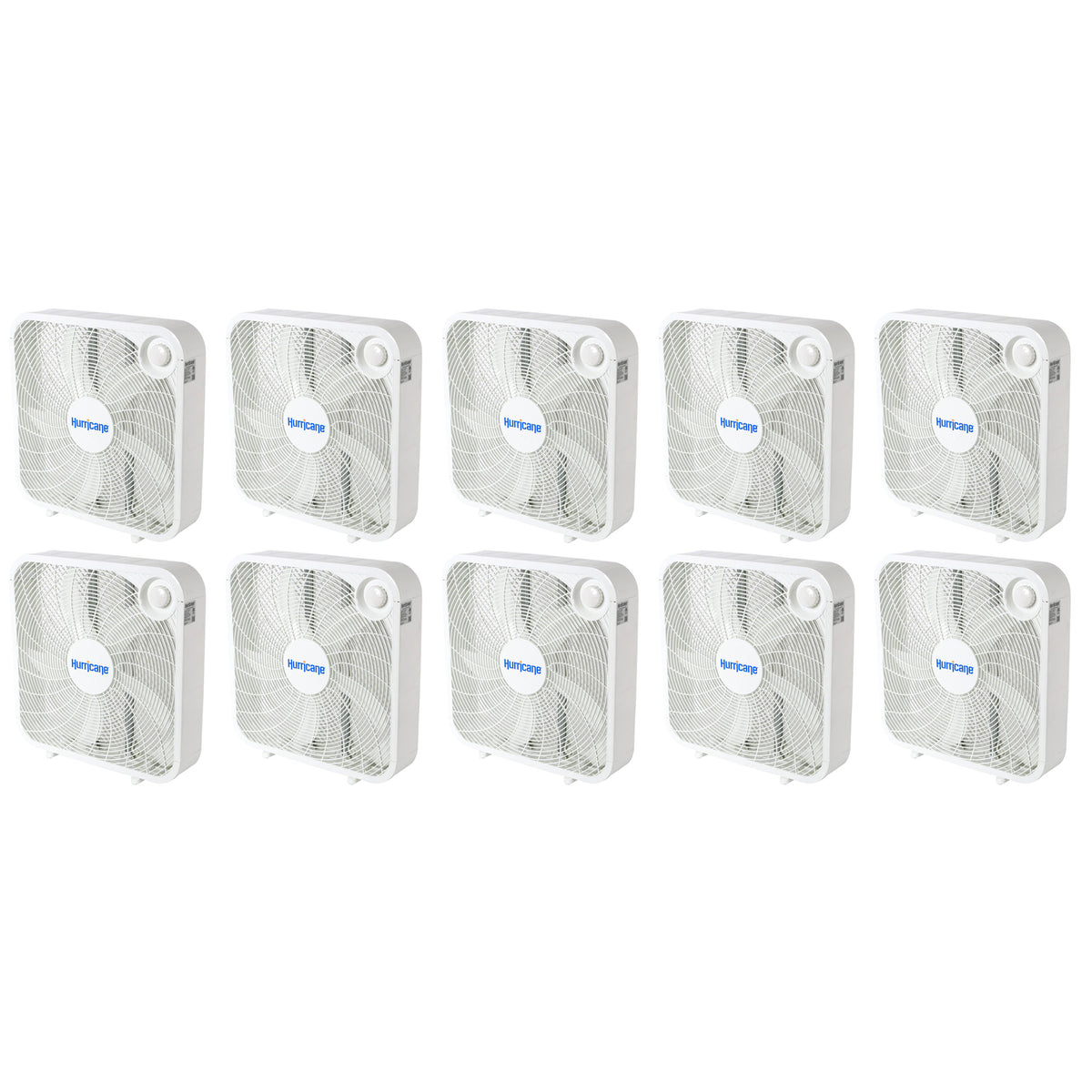 Hurricane 20" Classic Series Floor Box Fan with 3 Speed Settings, 10 Pack, White