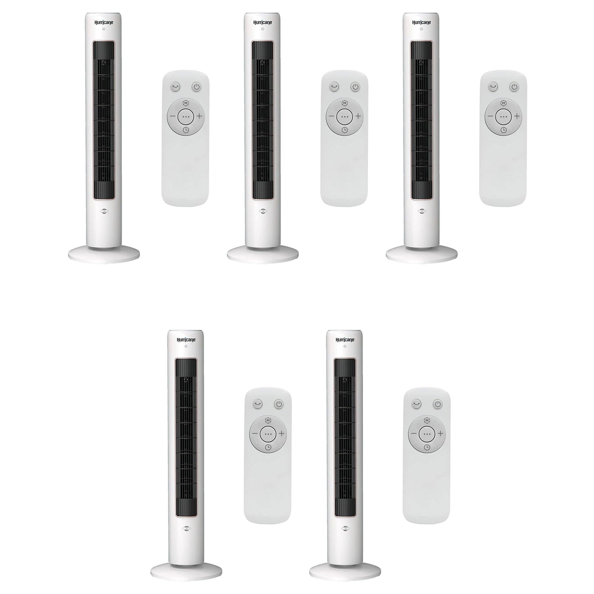 Hurricane 40" Triple Action Air Enhancing Tower Fan and Diffuser, 5 Pack, White - VMInnovations