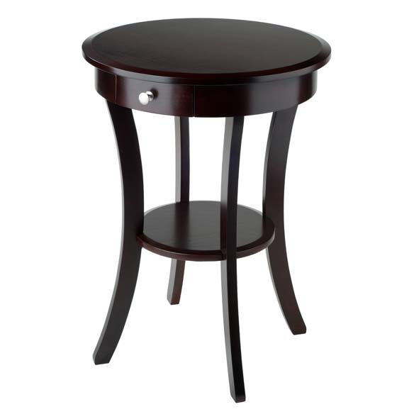 Winsome Sasha Wooden Round Accent Side Table w/ 1 Drawer, Cappuccino (Open Box)