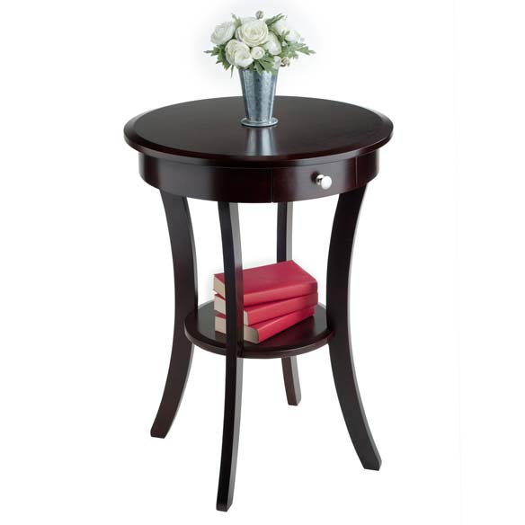 Winsome Sasha Wooden Round Accent Side Table with 1 Drawer, Cappuccino (Used)