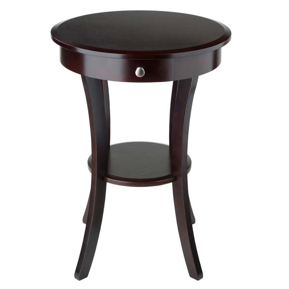 Winsome Sasha Wooden Round Accent Side Table w/ 1 Drawer, Cappuccino (Open Box)