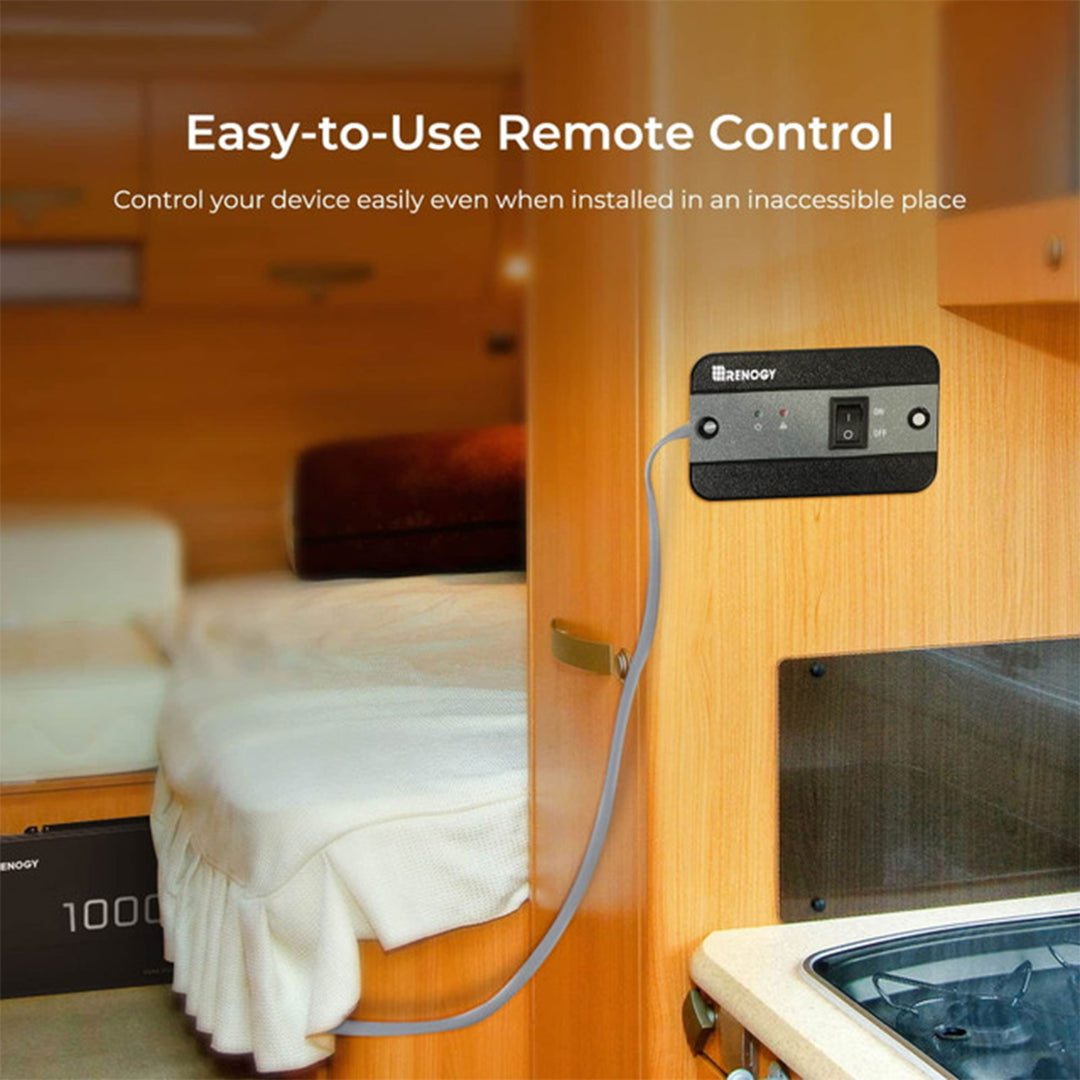 Renogy 1000W 12V Pure Sine Wave Battery Inverter with Cables and Remote, Black - VMInnovations