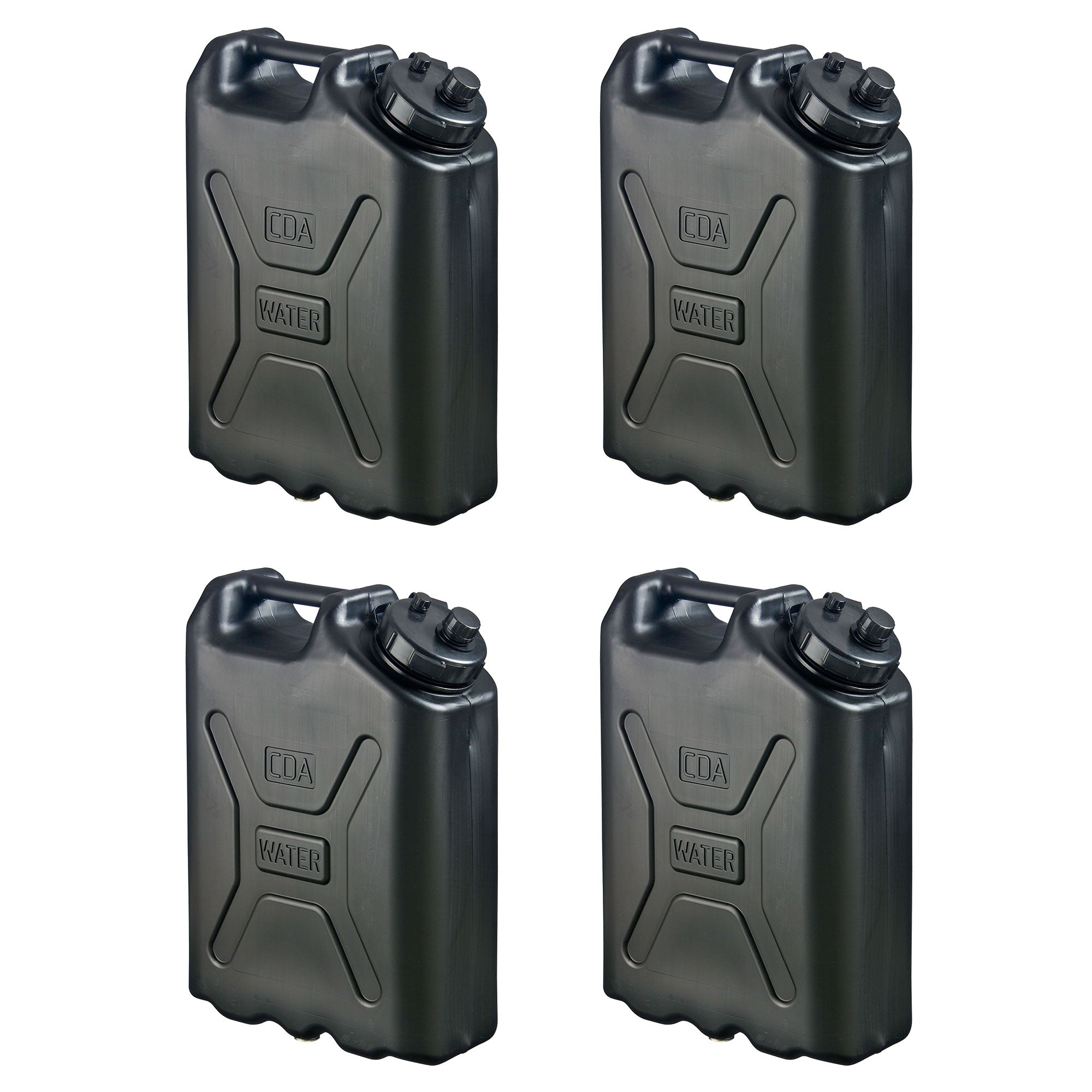 Scepter 5 Gallon Heavy Duty Military Style HDPE Water Container, (4 Pack), Black - VMInnovations