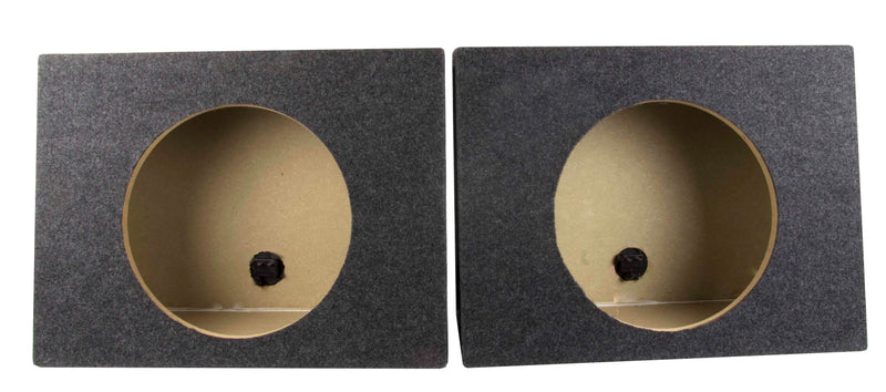 (2) Q-POWER Single 12" Sealed Car Audio Subwoofer Sub Box Enclosures Pair (Used)