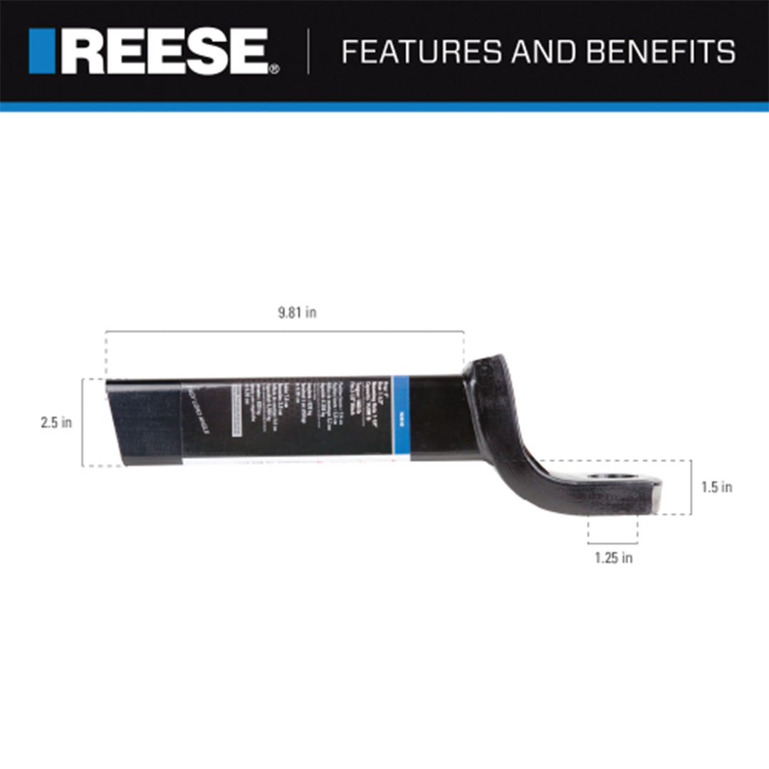 REESE Trailer Hitch Ball Mount, Fits 2.5" Receiver, 3" Drop, 14000 lbs, Black - VMInnovations