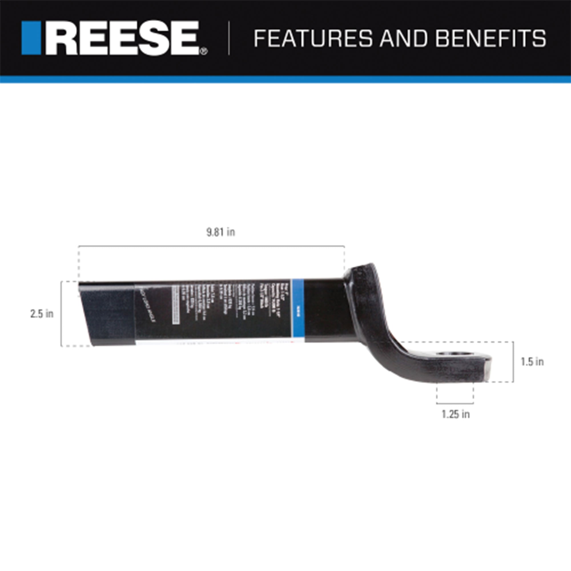 REESE Hitch Ball Mount, Fits 2.5" Receiver, 3" Drop, 14000lbs, Black (Open Box) - VMInnovations