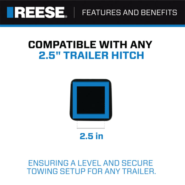 REESE Trailer Hitch Ball Mount, Fits 2.5" Receiver, 3" Drop, 14000 lbs, Black - VMInnovations