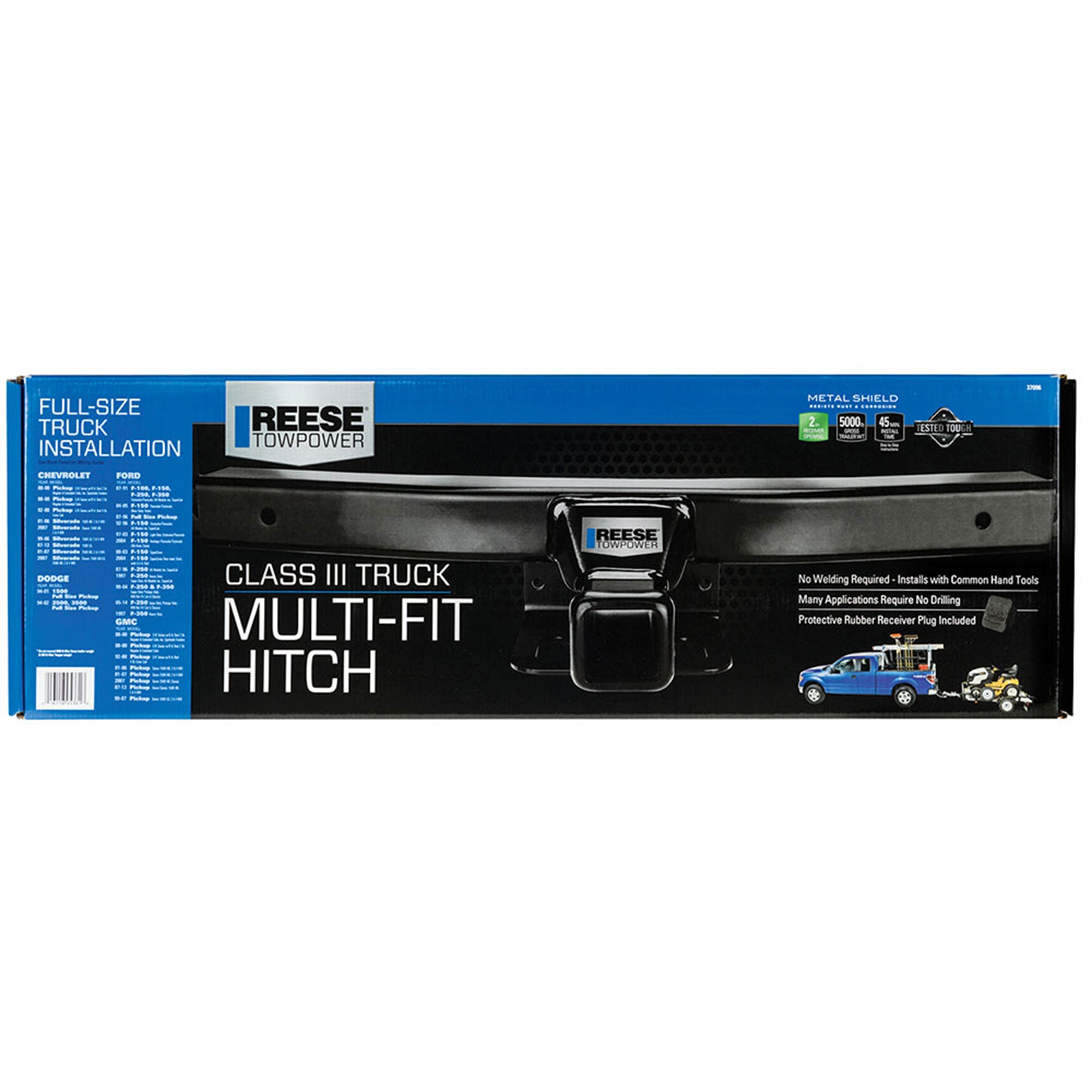 Reese Class 3 Multi Fit 2" Square Solid Welded Trailer Hitch, Black (Used) - VMInnovations