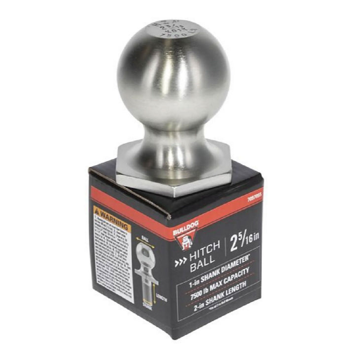 Bulldog 2-5/16 inch Diameter Interlock Hitch Ball, 7,500 Pound Capacity, HD Zinc - VMInnovations
