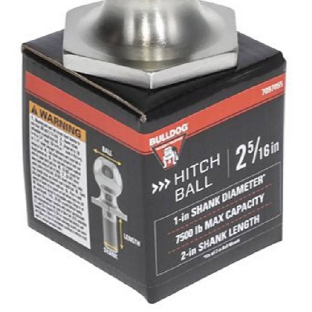 Bulldog 2-5/16 inch Diameter Interlock Hitch Ball, 7,500 Pound Capacity, HD Zinc - VMInnovations