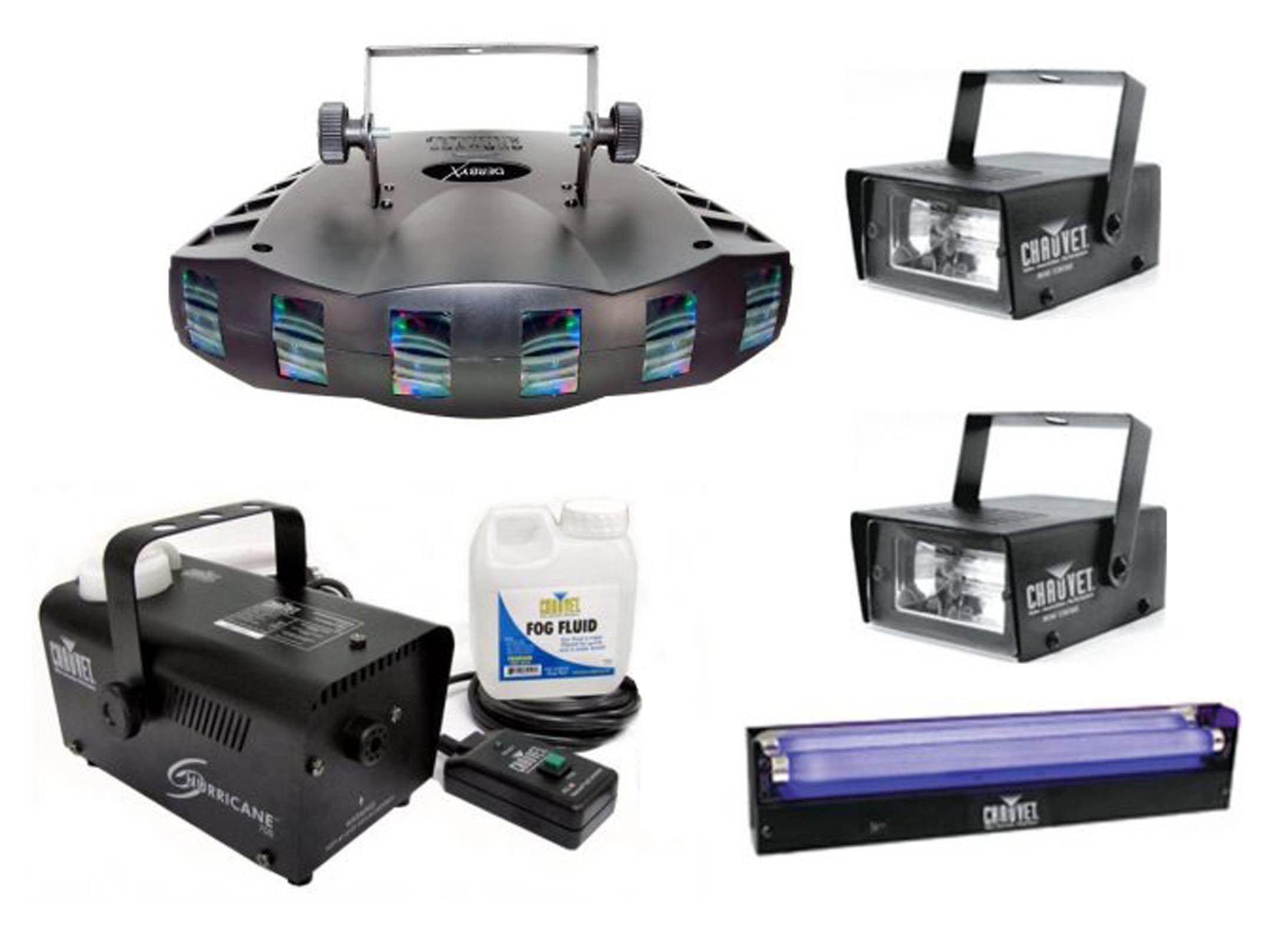 Chauvet DJ Derby X DMX Effect Light w/ Fog Machine + Blacklight + Mini Strobes