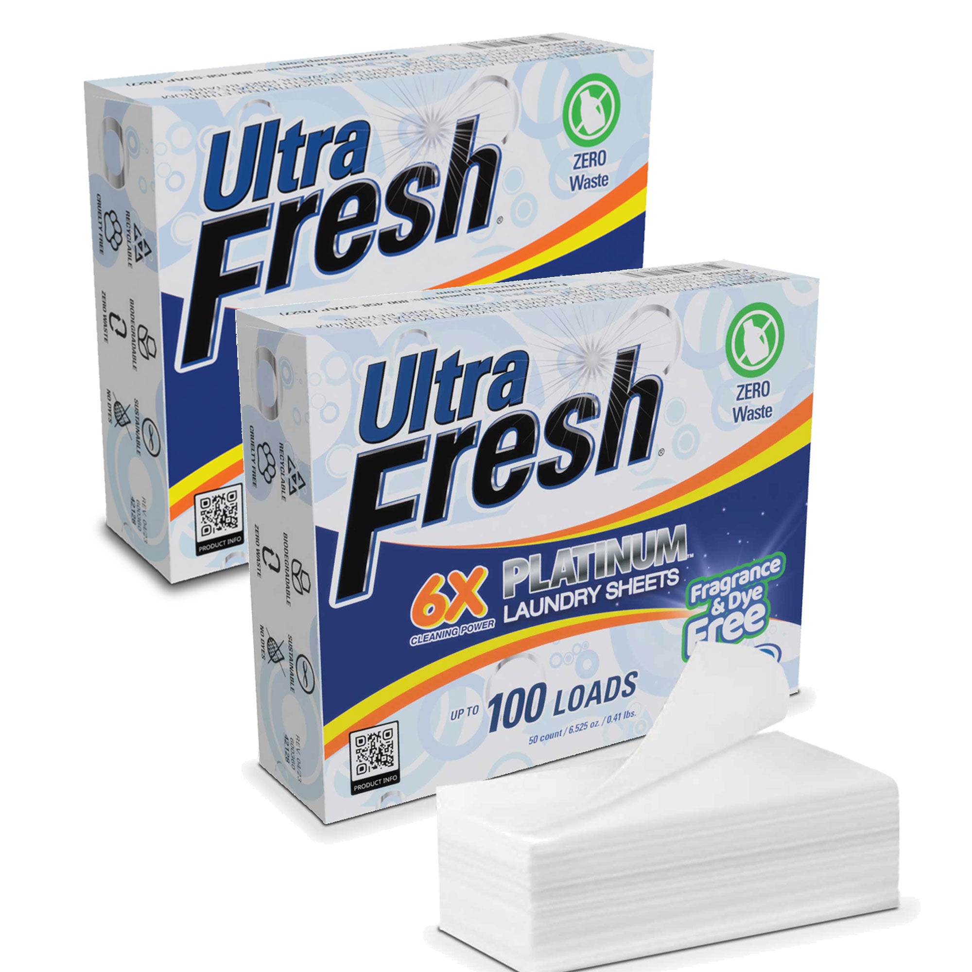 Ultra Fresh Platinum 6X Laundry Detergent Sheets, Fragrance & Dye Free, 2 Pack - VMInnovations