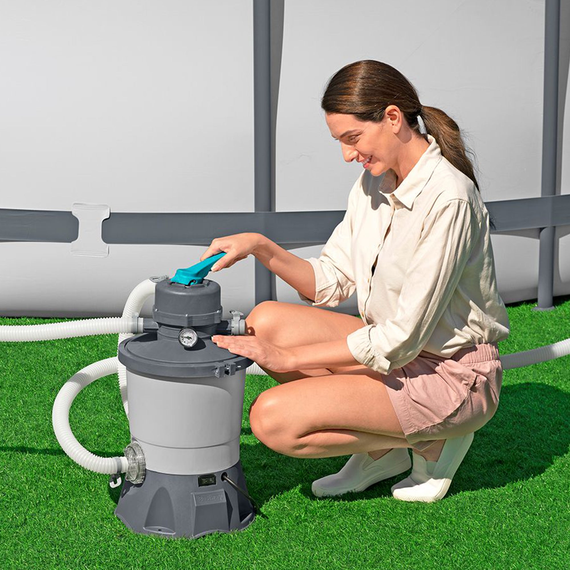 Bestway 950 Gallon Sand Filter Pump for Above Ground Outdoor Swimming Pools - VMInnovations