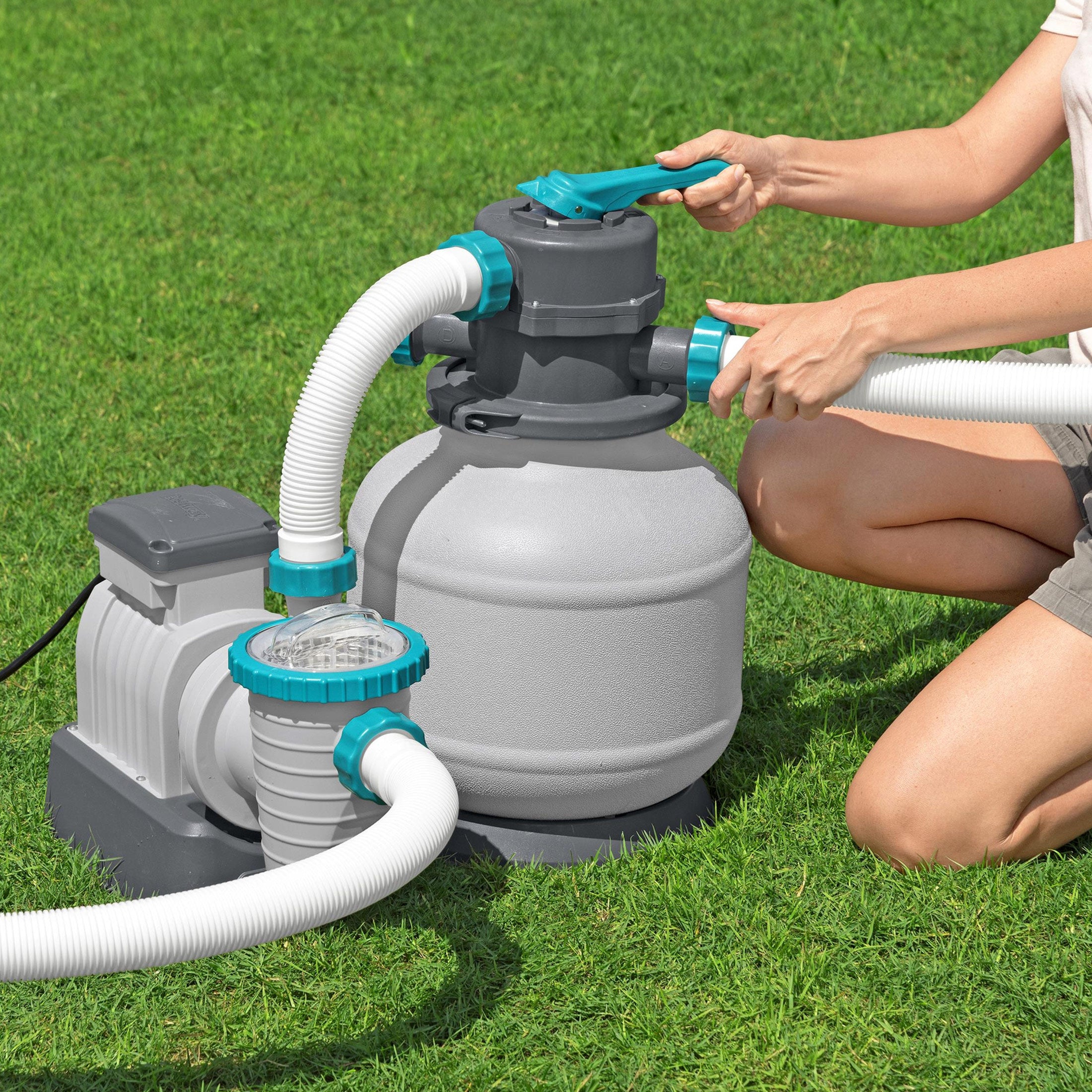 Bestway 2,200 Gallon Sand Filter Pump for Above Ground Outdoor Swimming Pools - VMInnovations