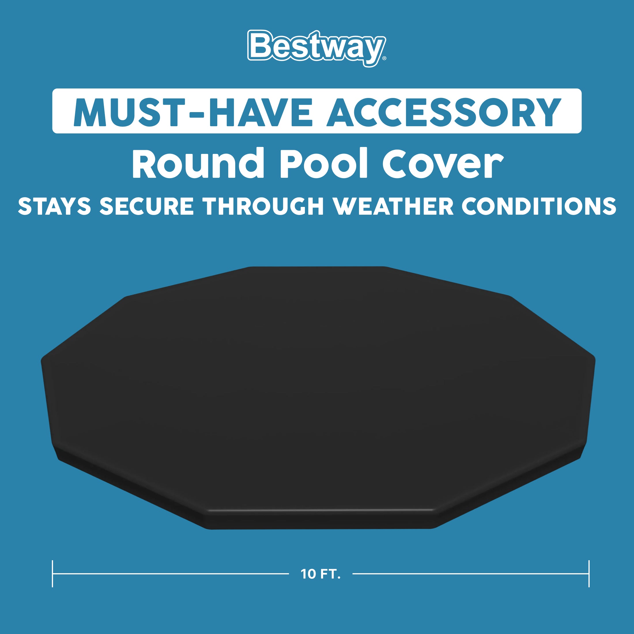 Bestway Flowclear Round 10' Pool Cover for Above Ground Frame Pools (Cover Only)