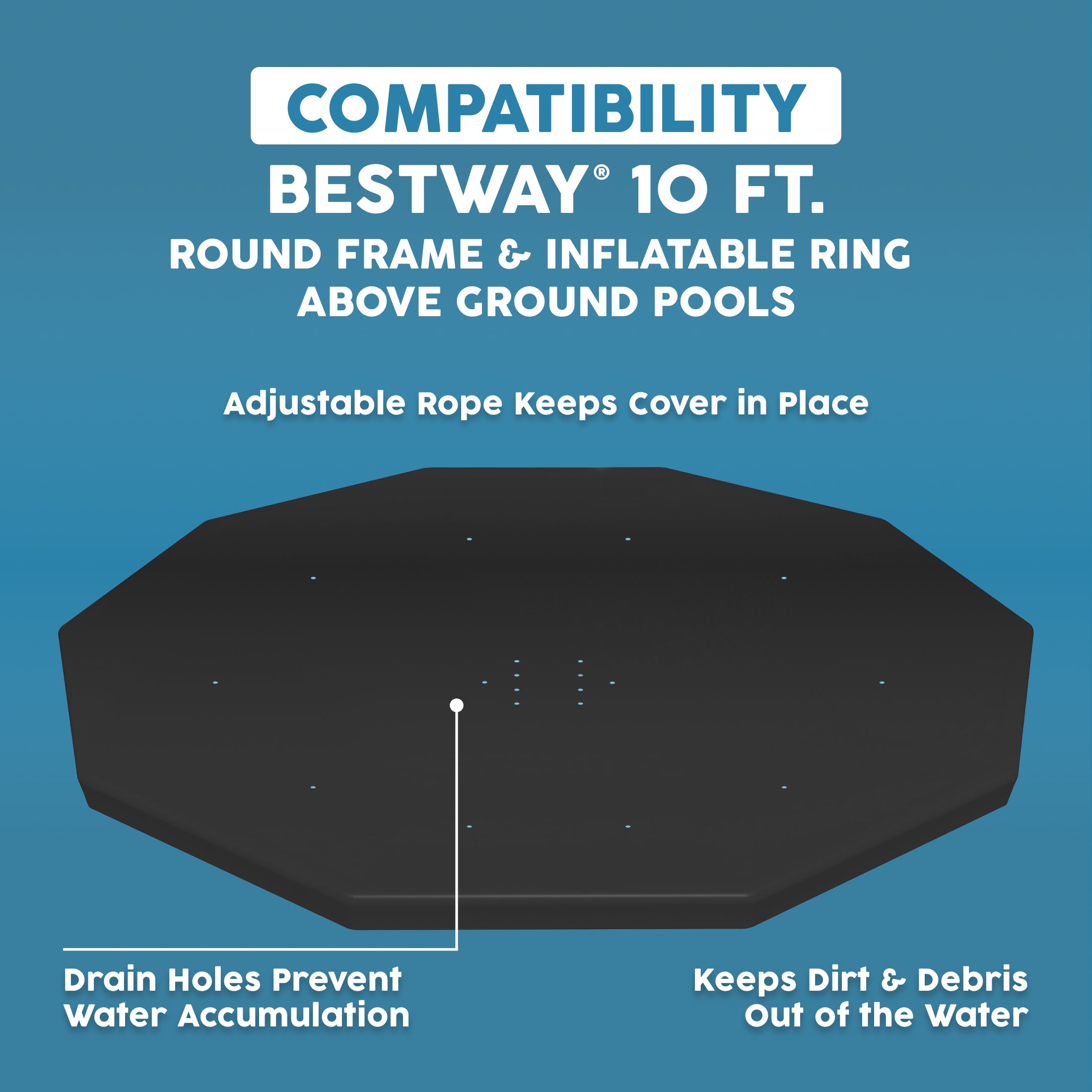 Bestway Flowclear Round 10' Pool Cover for Above Ground Frame Pools (Cover Only)