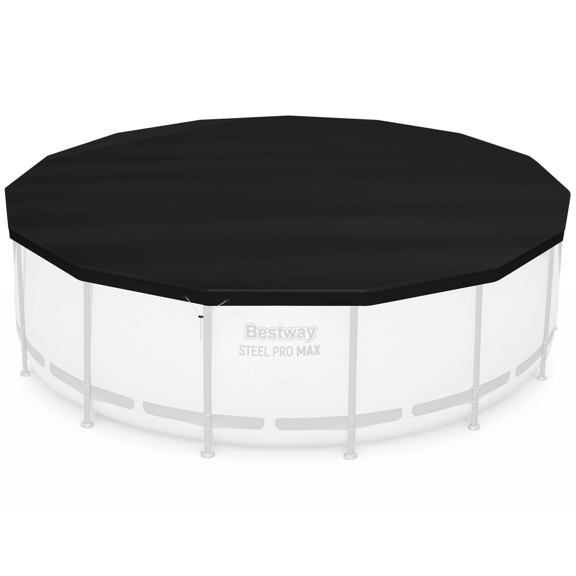 Bestway Round Pool Cover for 15 Foot Above Ground Pools, Black (Cover Only)