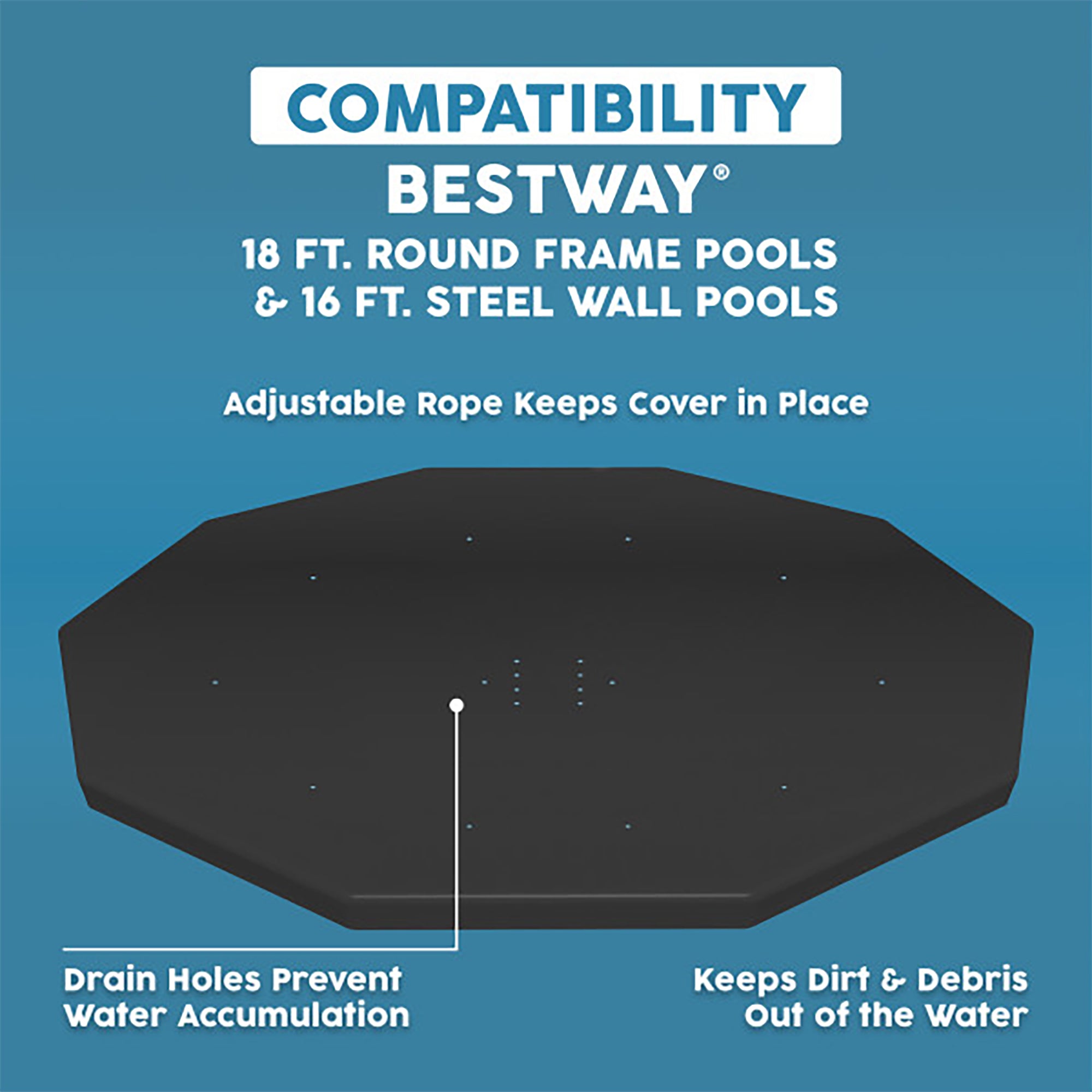 Bestway Round Pool Cover for 18' Round Frame & 16' Steel Wall (Open Box) - VMInnovations