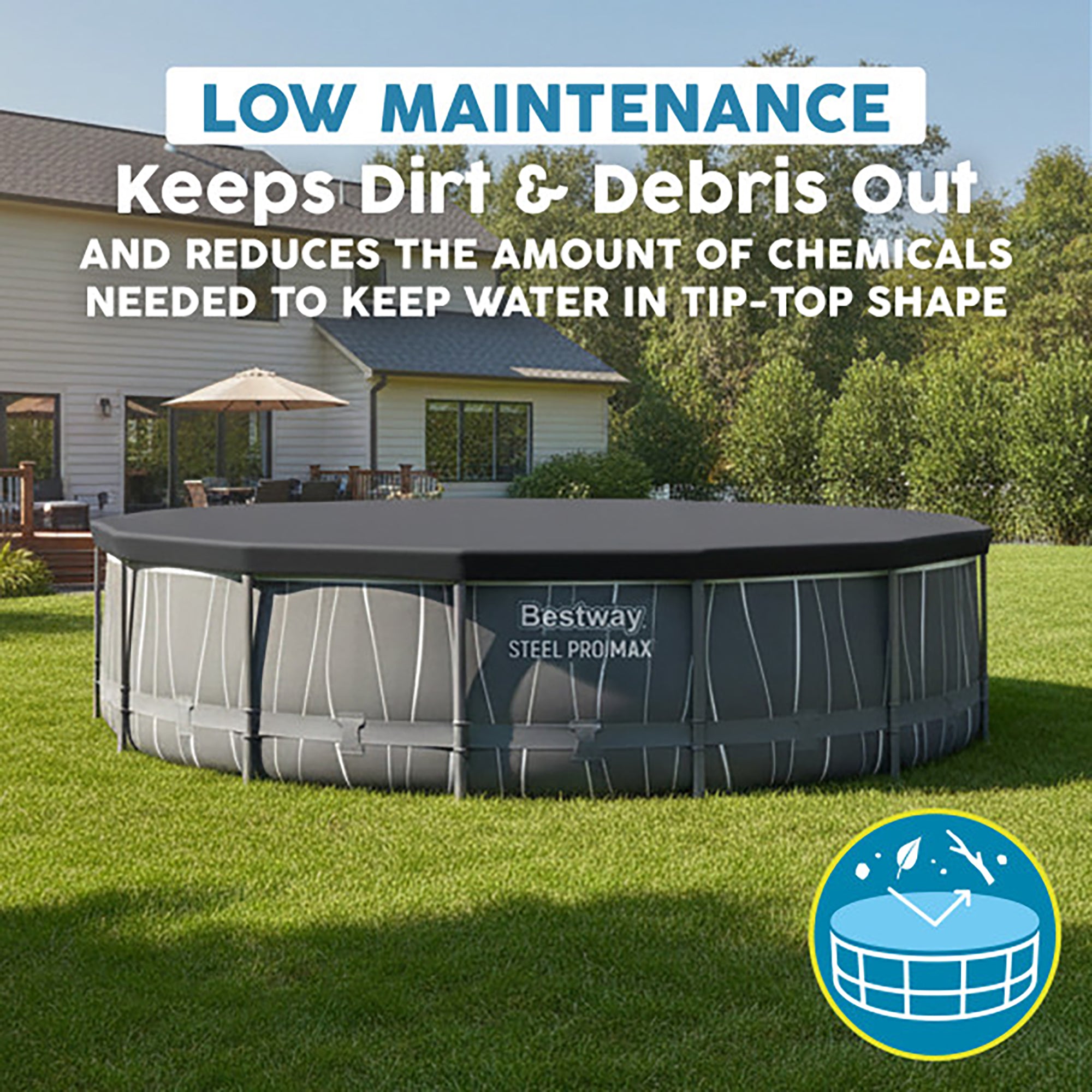 Bestway Round Pool Cover for 18' Round Frame & 16' Steel Wall (Open Box) - VMInnovations
