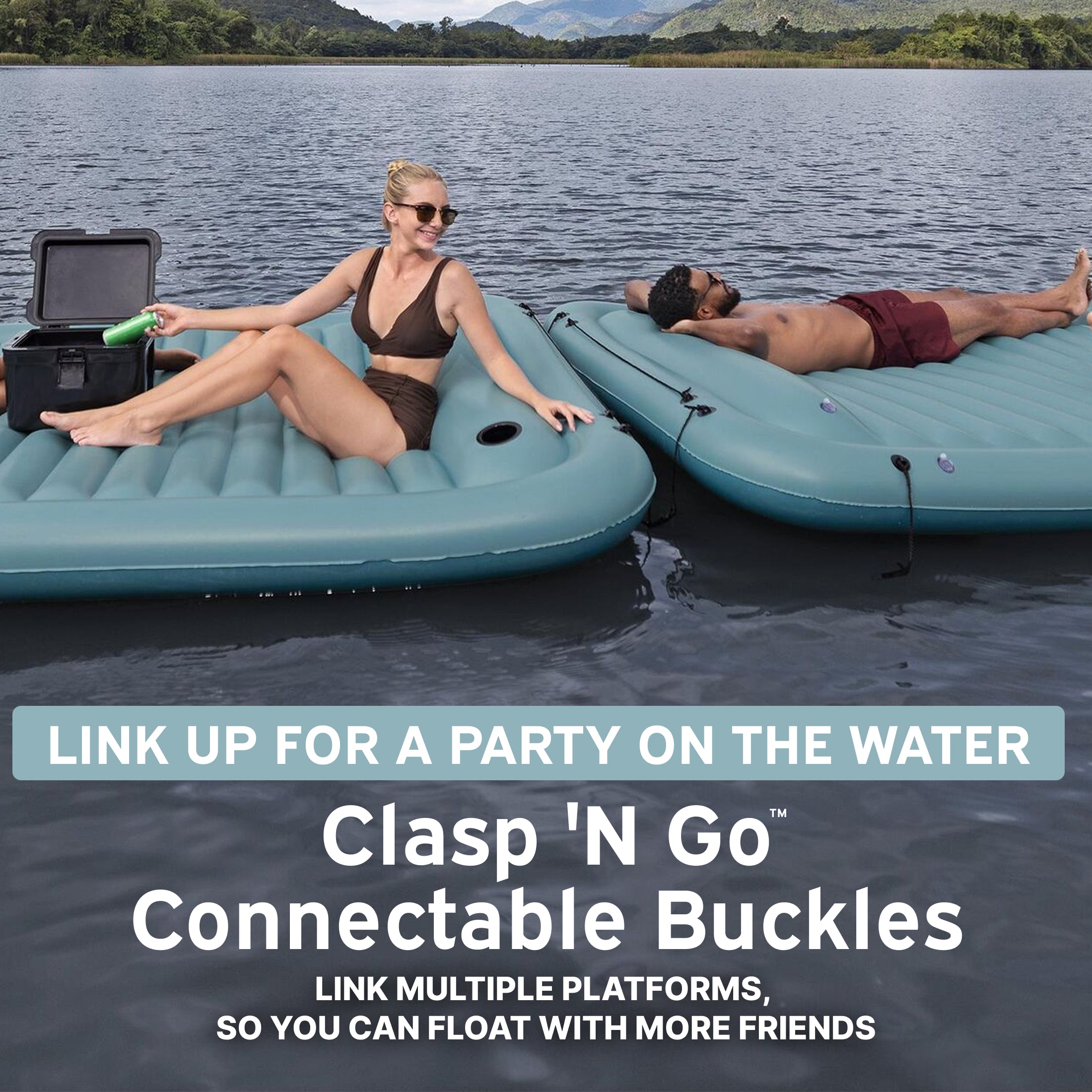 Bestway Hydro-Force Sun Soaker Inflatable 4 Person Water Float Platform Lounger - VMInnovations