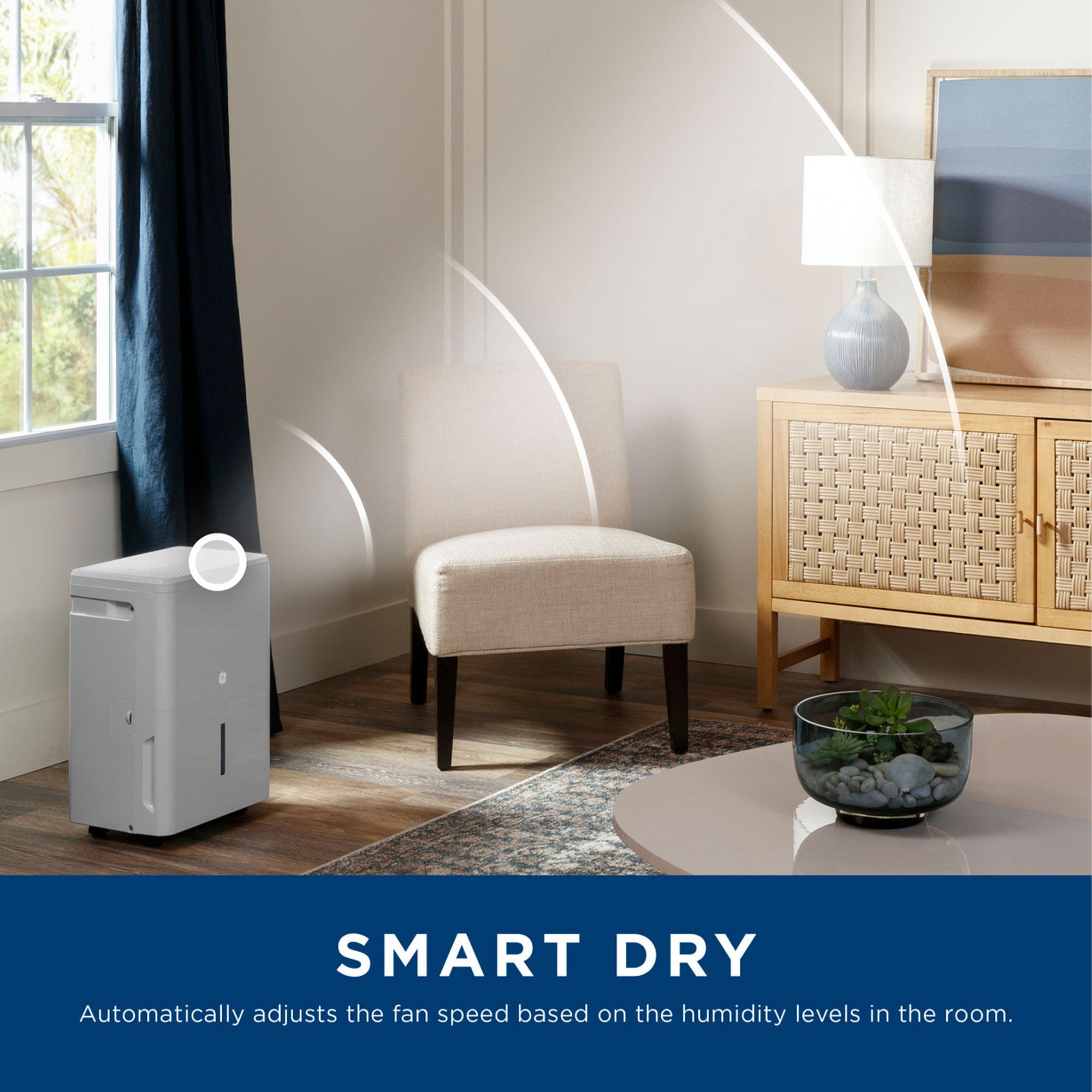 GE Portable 50 Pt Dehumidifier w/Smart Dry for Wet Spaces, Gray(Open Box) - VMInnovations