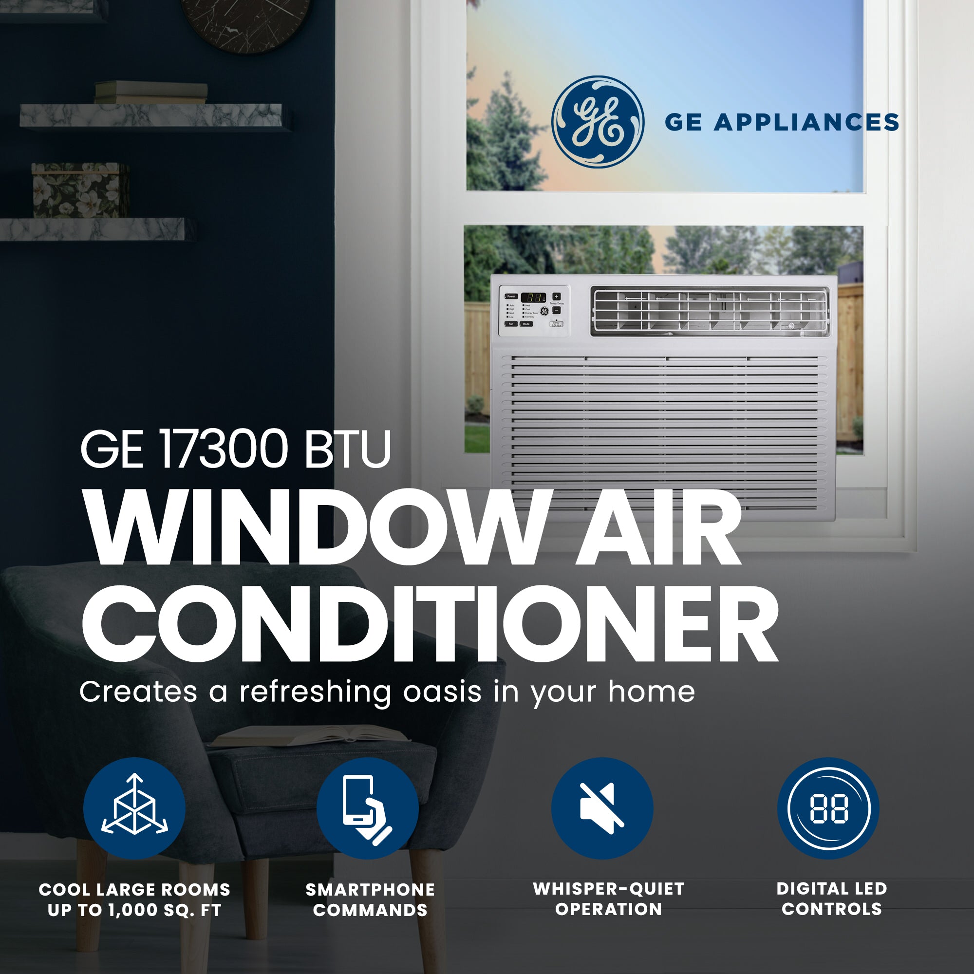 GE 17300 BTU Window Air Conditioner for Rooms 1000 Sq Ft (Open Box)