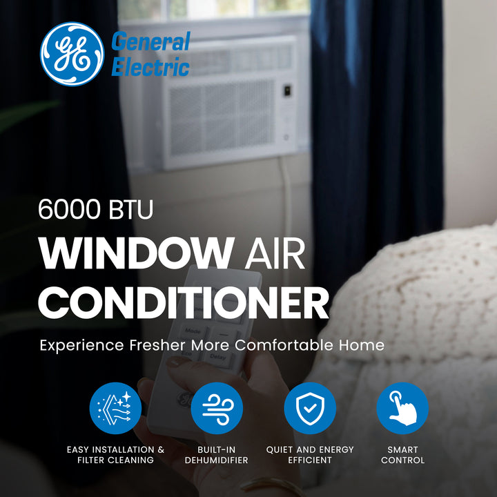 GE 6000BTU Window Air Conditioner Covers up to 250 Sq Ft (Certified Refurbished) - VMInnovations