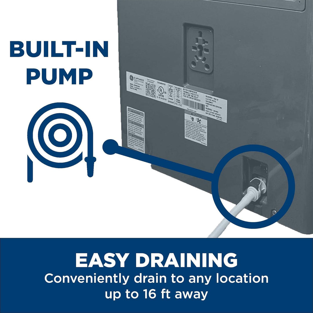 GE Portable 50 Pt Smart Dehumidifier Built In Pump, Gray (Certified Refurbished) - VMInnovations