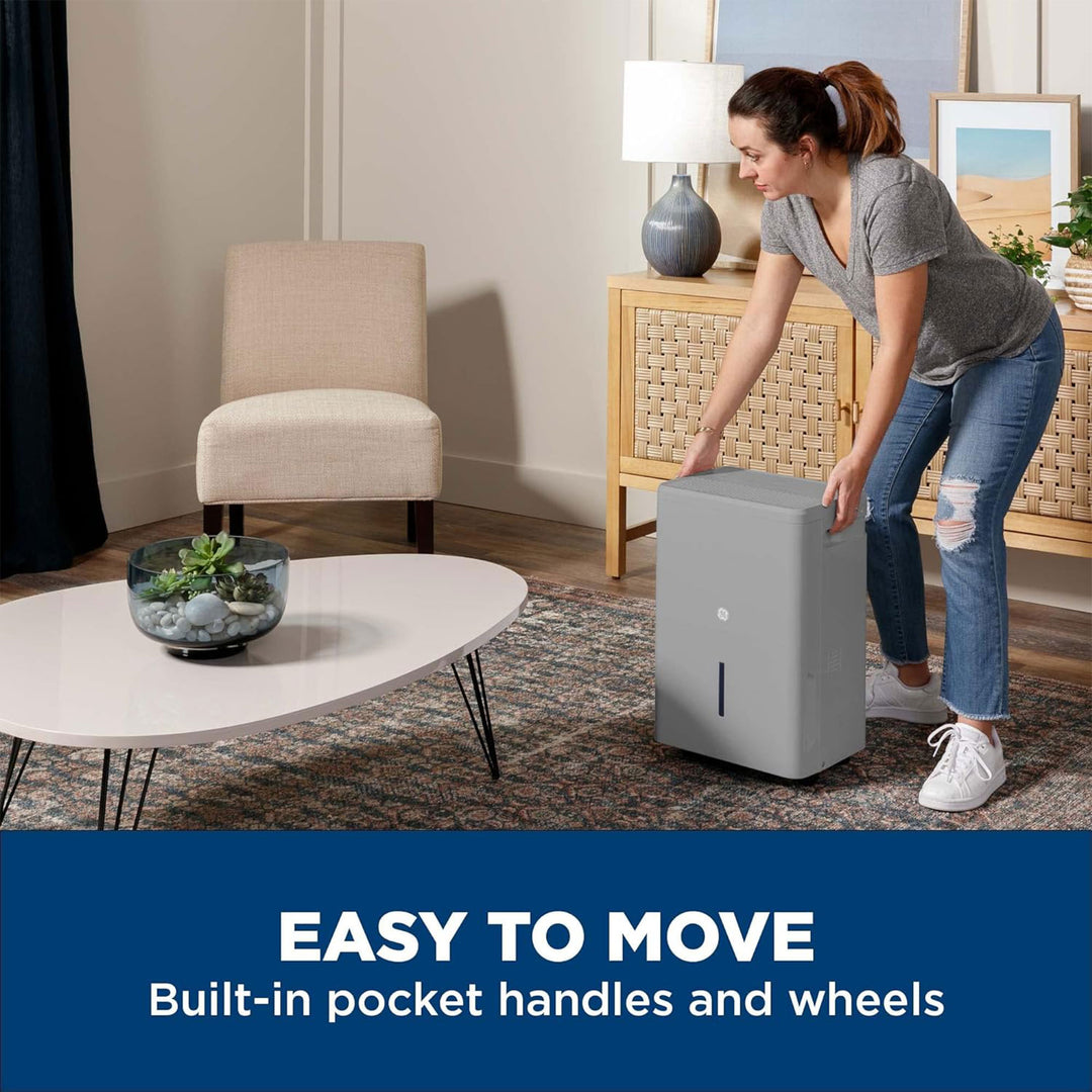 GE Portable 50 Pt Smart Dehumidifier Built In Pump, Gray (Certified Refurbished) - VMInnovations