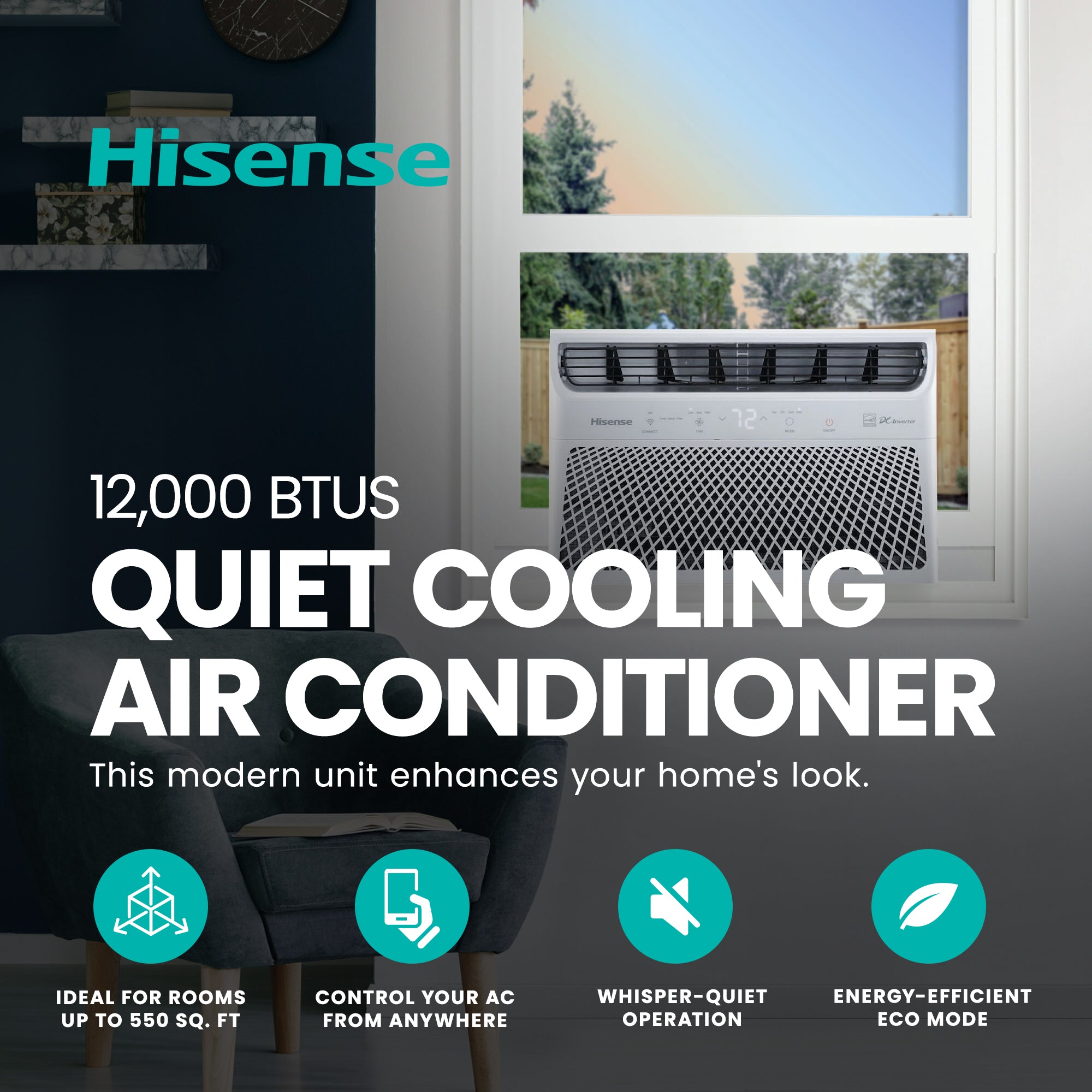 Hisense 12,000 BTU Window Quiet Cooling Air Conditioner (Certified Refurbished) - VMInnovations