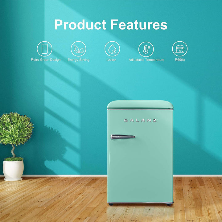 Galanz Retro Energy Efficient Compact Refrigerator w/Freezer, 2.5 Cu Ft, Green - VMInnovations