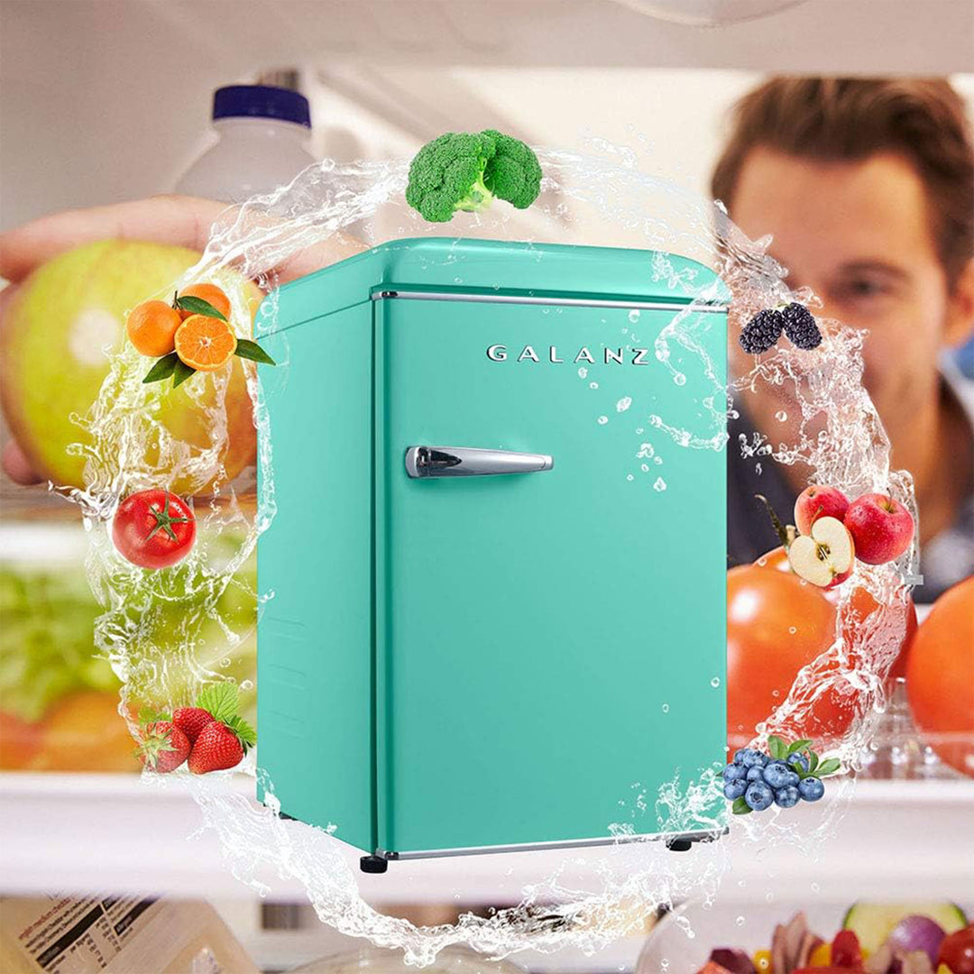 Galanz Retro Energy Efficient Compact Refrigerator w/Freezer, 2.5 Cu Ft, Green - VMInnovations