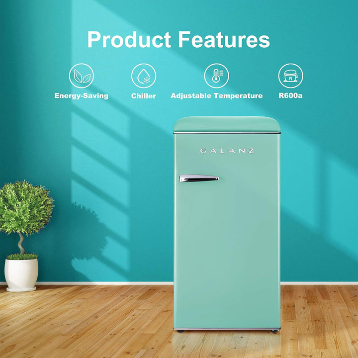 Galanz Retro Energy Efficient Compact Refrigerator w/Freezer, 3.3 Cu Ft, Green - VMInnovations