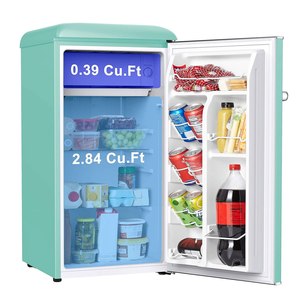 Galanz Retro Energy Efficient Compact Refrigerator w/Freezer, 3.3 Cu Ft, Green - VMInnovations