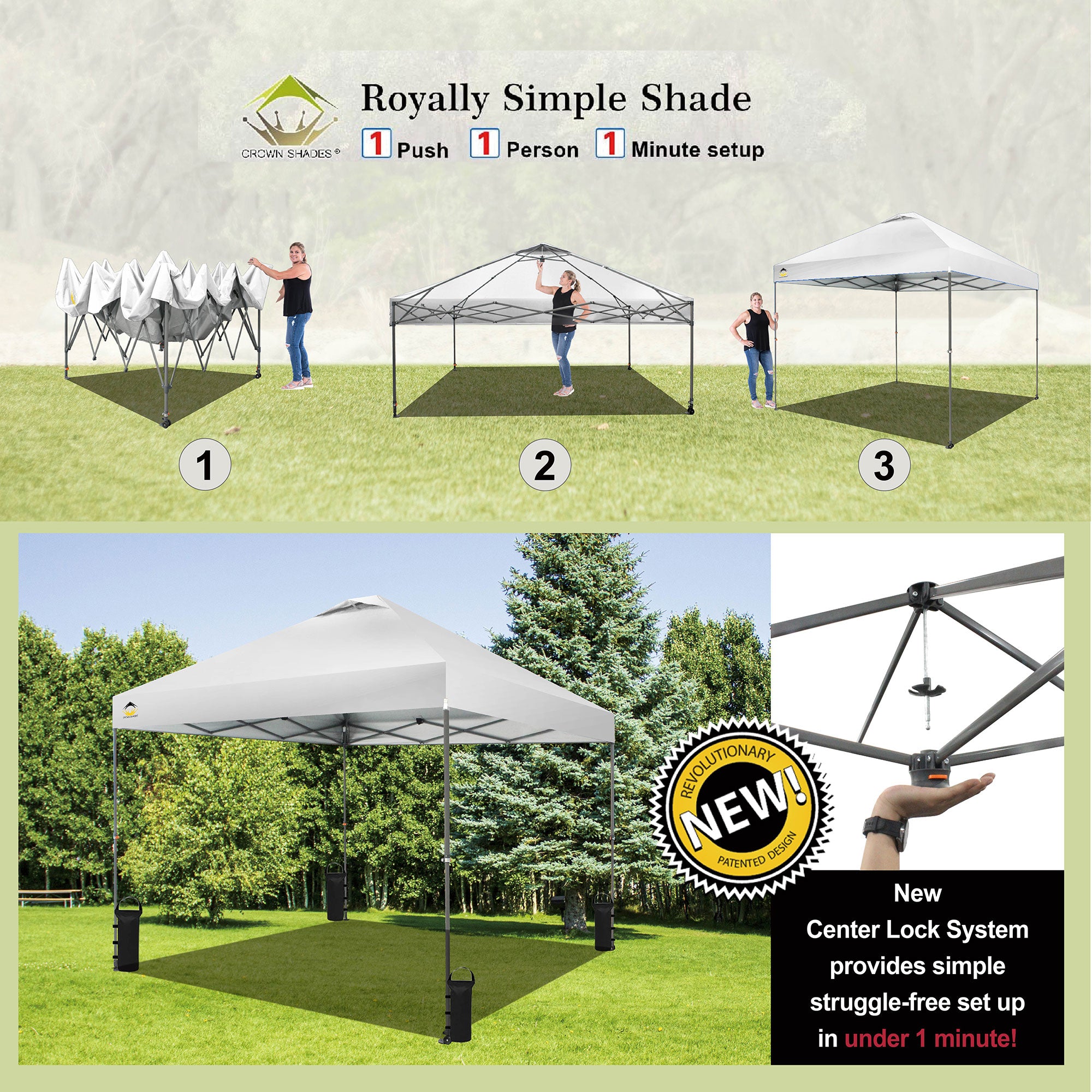 Crown Shades 10’ x 10’ Portable Canopy Tent with Extendable Legs, White (Used) - VMInnovations
