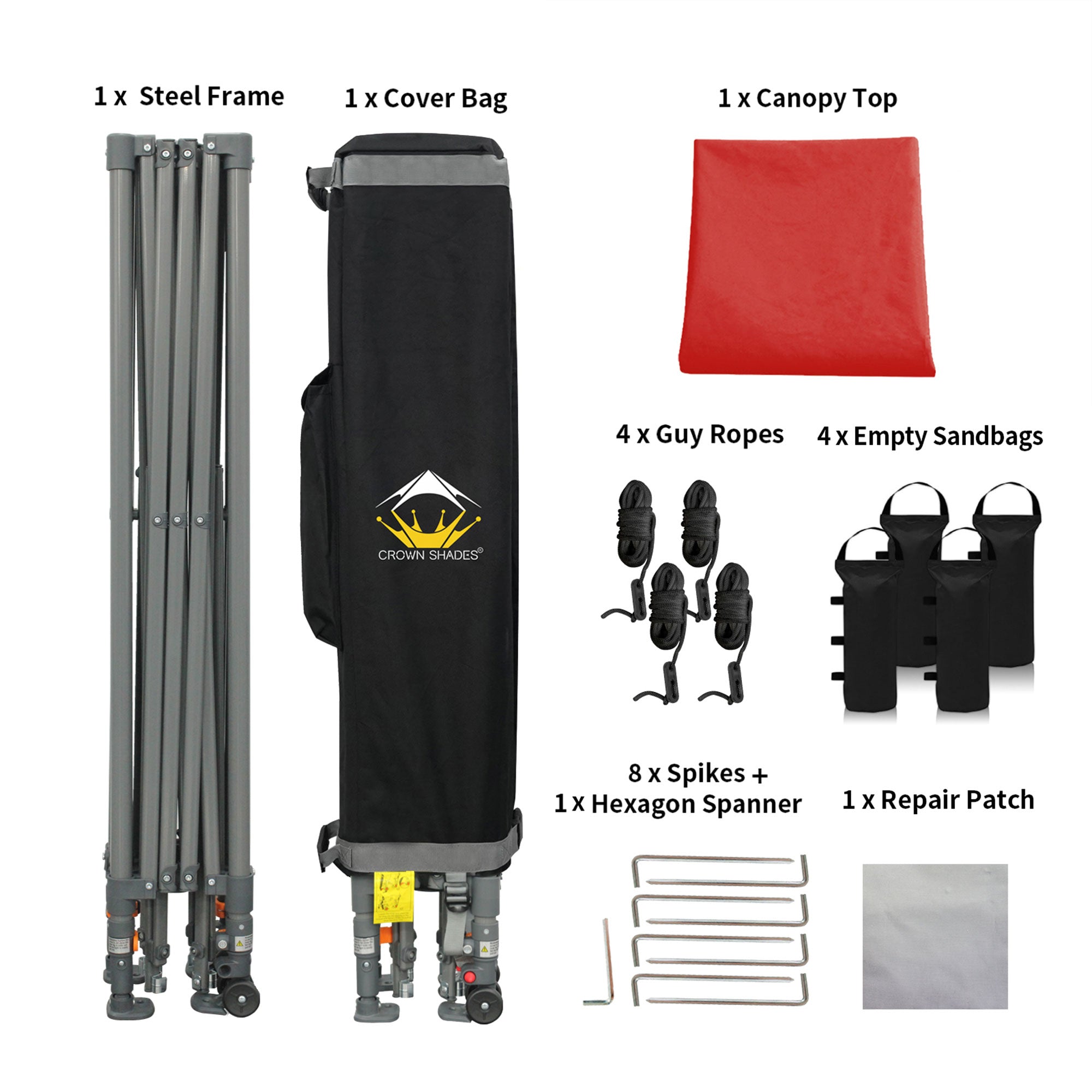 Crown Shades 10’ x 10’ Portable Instant Canopy Tent w/Extendable Legs, Red(Used) - VMInnovations