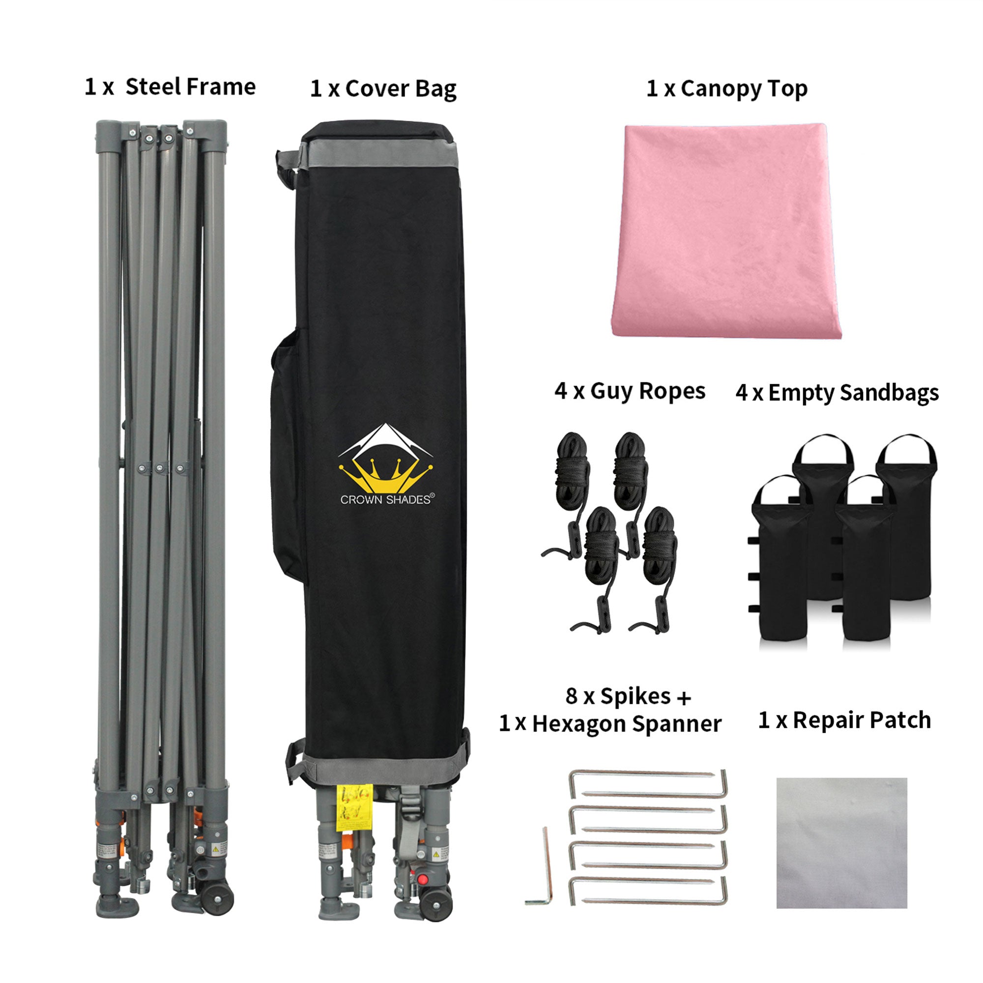 Crown Shades 10’ x 10’ Portable Instant Canopy with Extendable Legs, Pink (Used) - VMInnovations