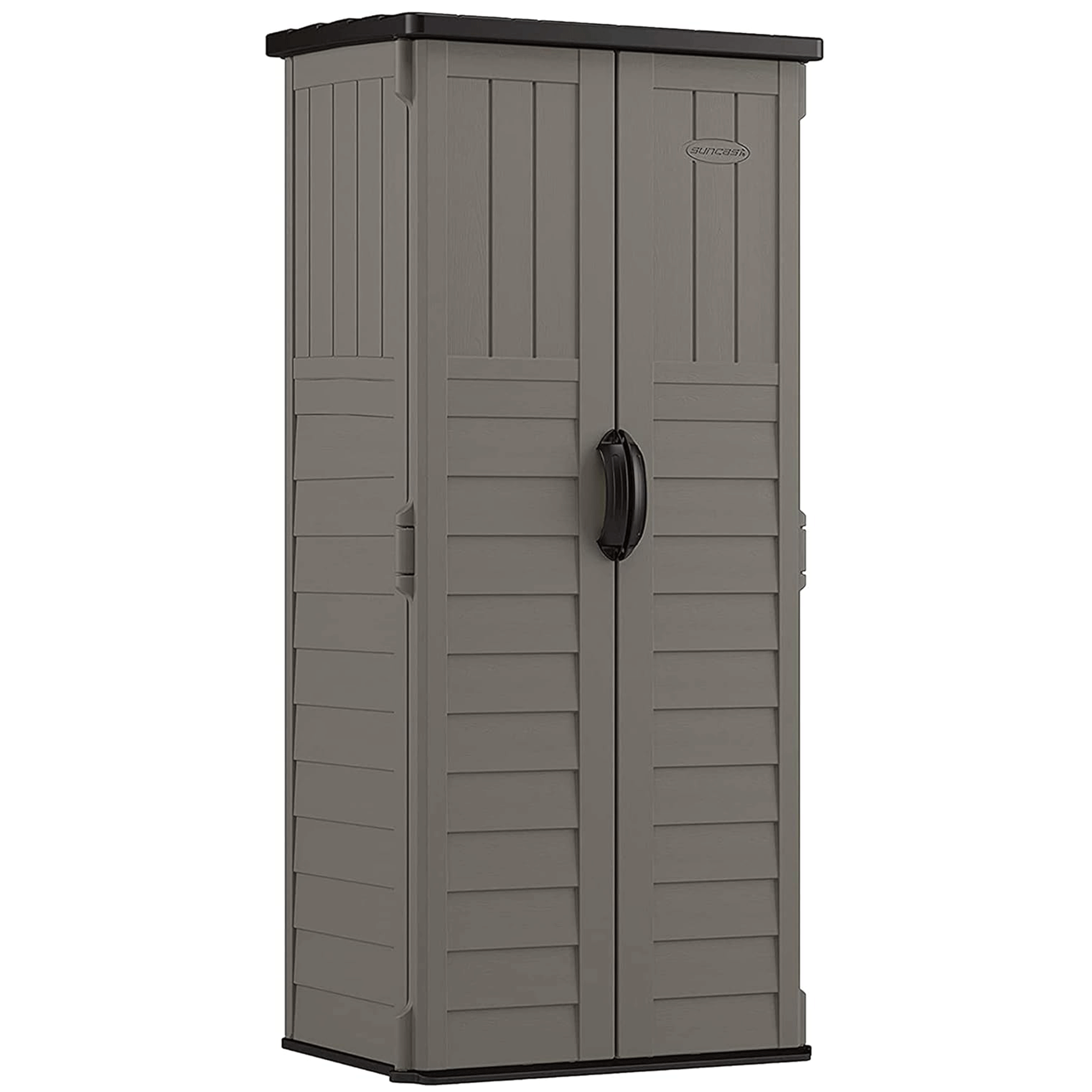 Suncast 22 Cubic Foot Vertical Shed Outdoor Storage for Patio and Garage, Stoney