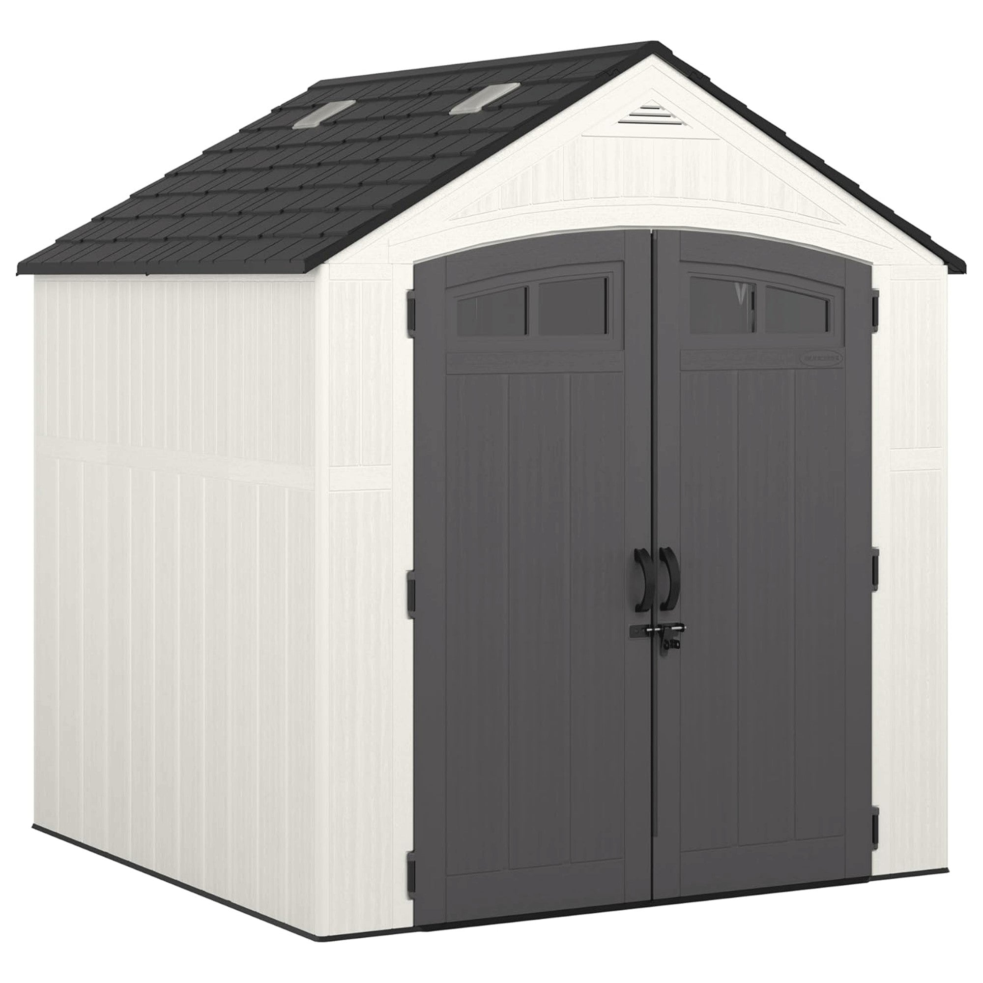 Suncast Ridgeland 327 Cu Ft Storage Shed 7' x 7' Outdoor Patio Box, Ice Cube - VMInnovations
